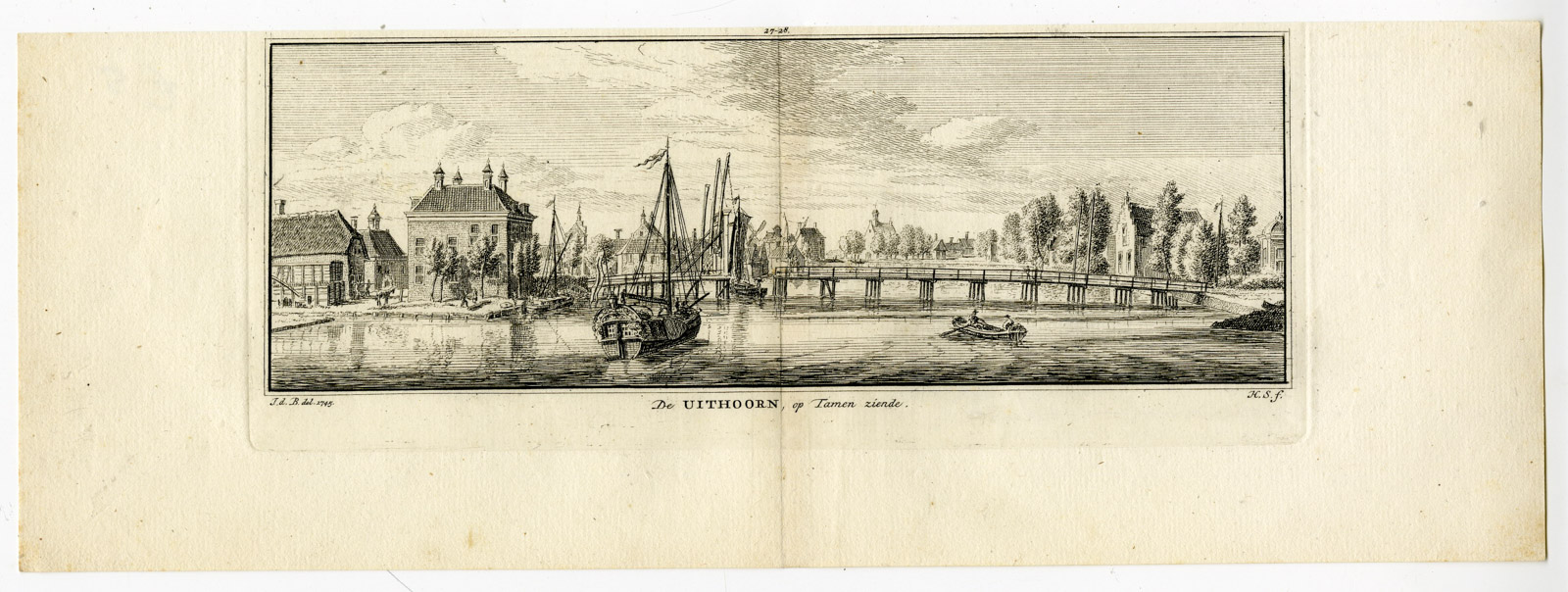 , Antique Print-UITHOORN-THAMEN-VILLAGE-Spilman-de Beijer-1746, Pictura Antique Prints