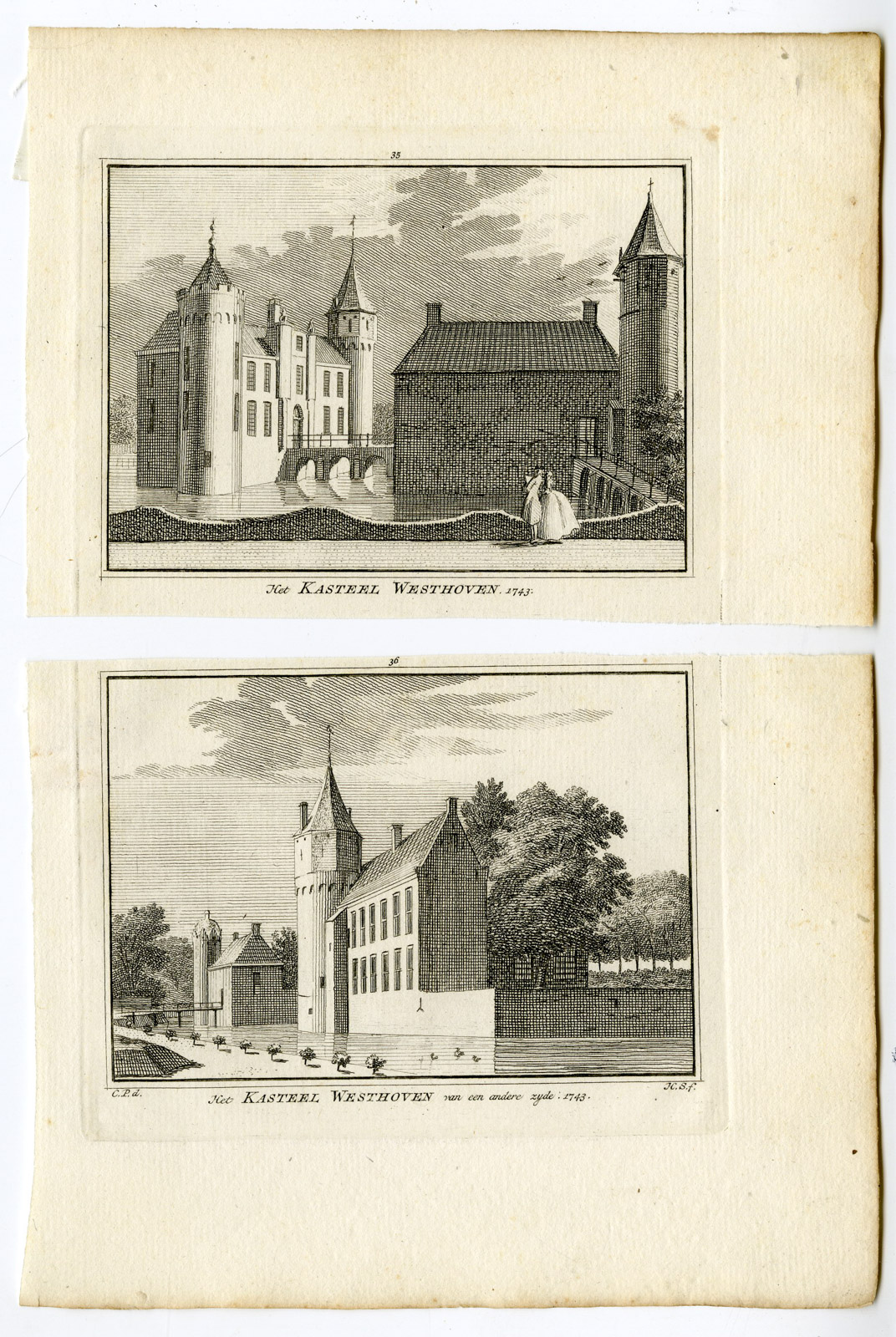 , Antique Print-WESTHOVE CASTLE-OOSTKAPELLE-Spilman-de Beijer-1746, Pictura Antique Prints