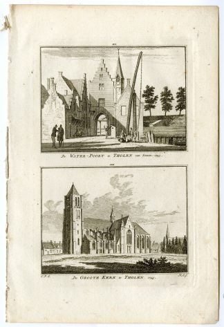 Antique Print-THOLEN-WATERPOORT-GROTE KERK-Spilman-de Beijer-1746
