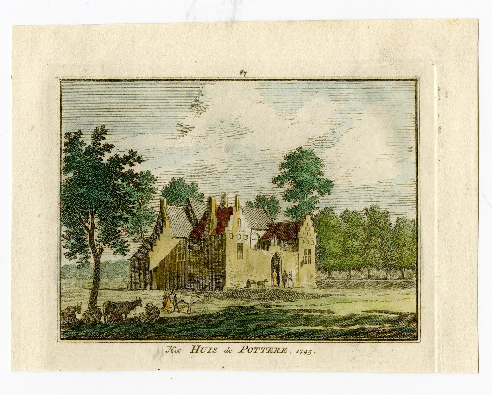 , Antique Print-NOORDGOUWE-HUIS DE POTTERE-CASTLE-Spilman-de Beijer-1746, Pictura Antique Prints