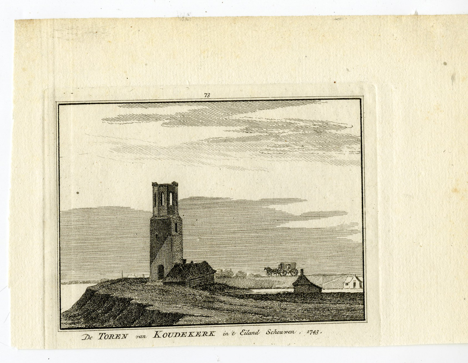 , Antique Print-KOUDEKERKE-TOWER-WALCHEREN-Spilman-de Beijer-1746, Pictura Antique Prints