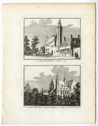 Antique Print-GOES-OOSTENDE CASTLE-GROTE KERK-Spilman-de Beijer-1746