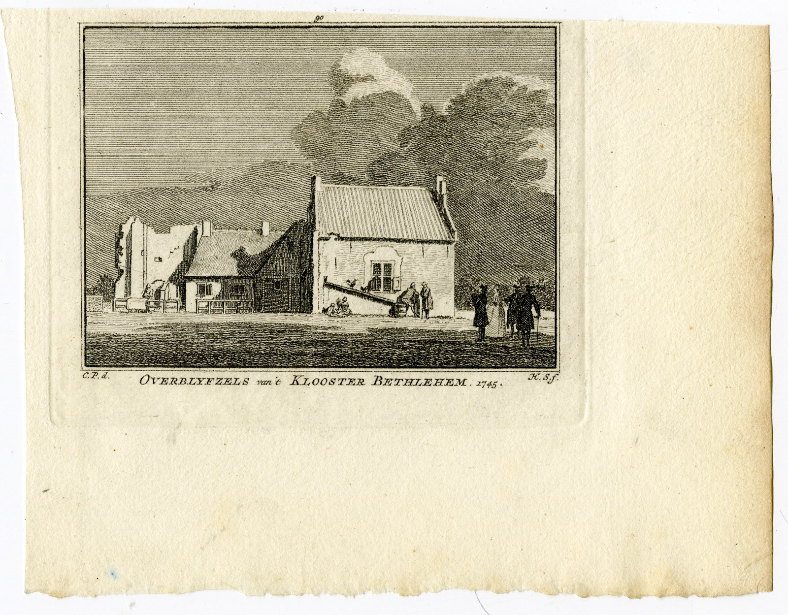 , Antique Print-BETHLEHEM MONASTERY-ELKERZEE-RUIN-Spilman-de Beijer-1746, Pictura Antique Prints