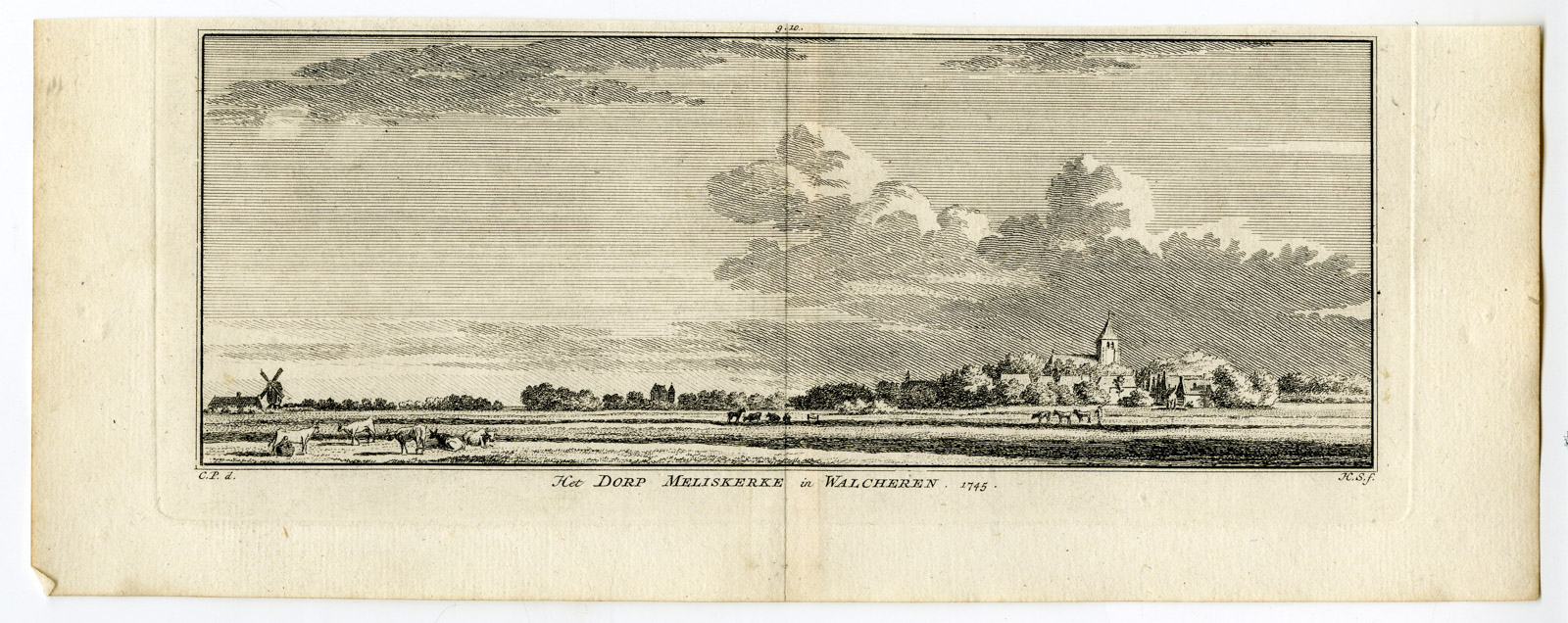 , Antique Print-MELISKERKE-WALCHEREN-VIEW-Spilman-de Beijer-1746, Pictura Antique Prints