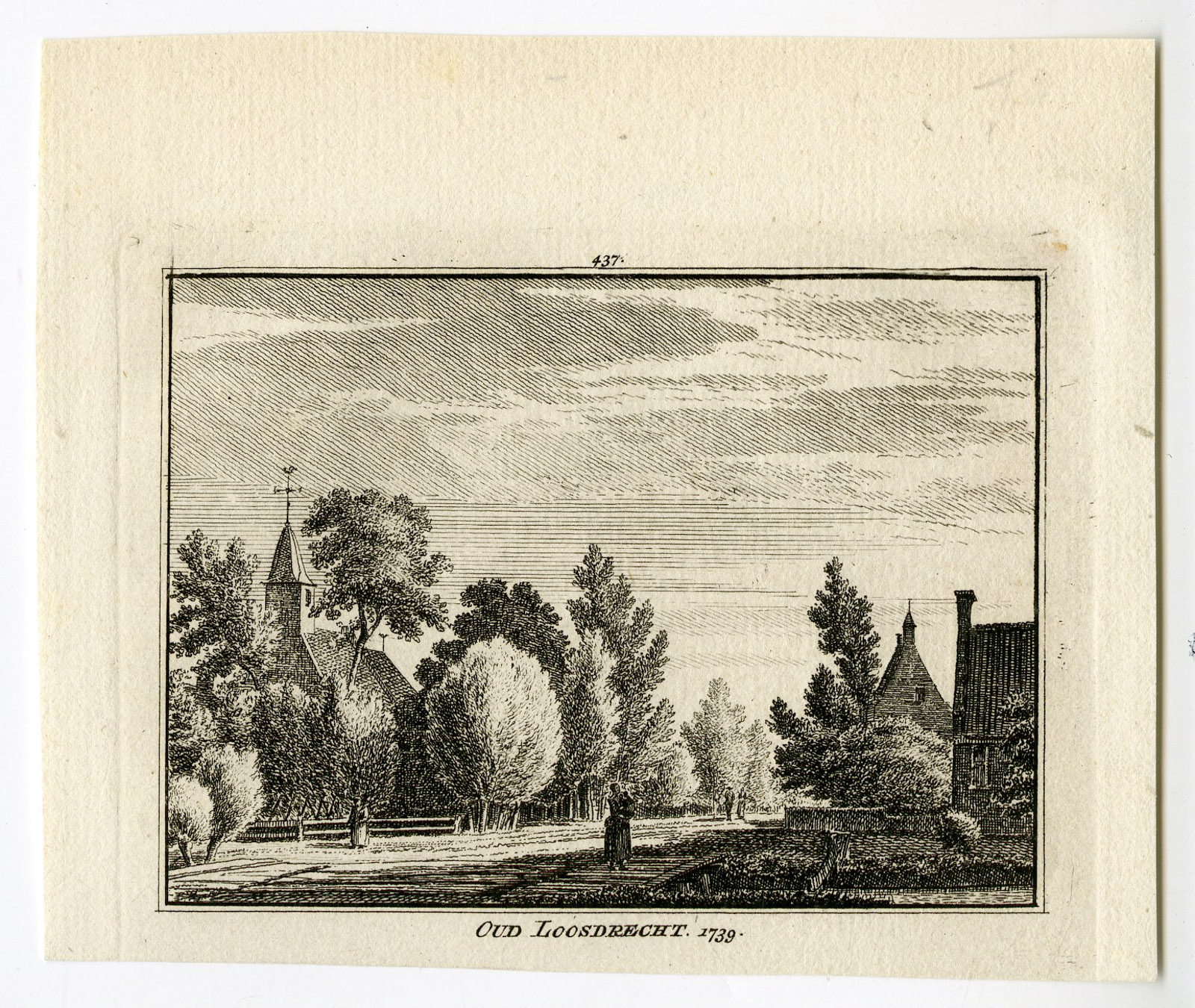 , Antique Print-OUD LOOSDRECHT-VILLAGE-VIEW-Spilman-de Beijer-1746, Pictura Antique Prints