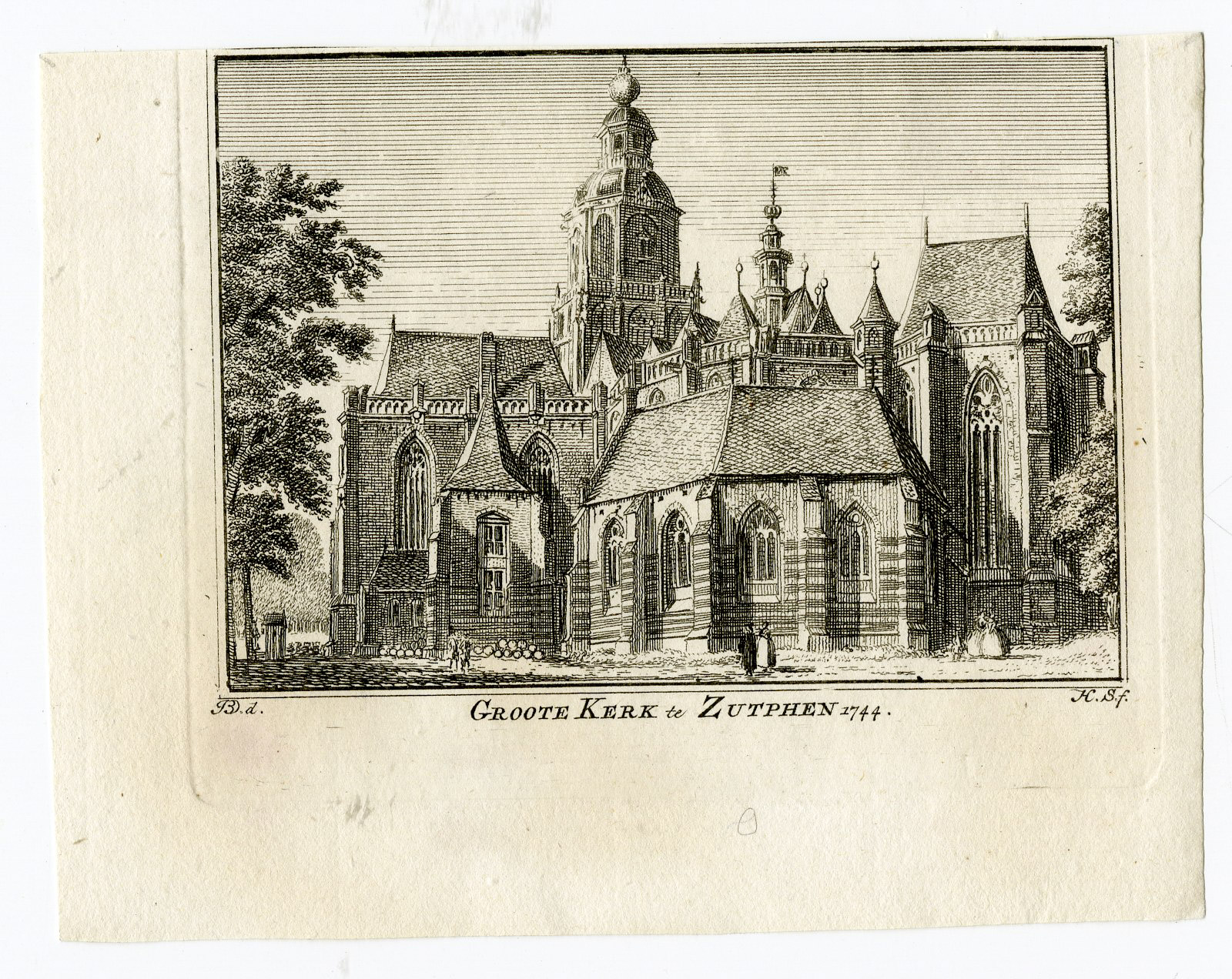, Antique Print-ZUTPHEN-SINT WALBURGISKERK-CHURCH-Spilman-de Beijer-1746, Pictura Antique Prints