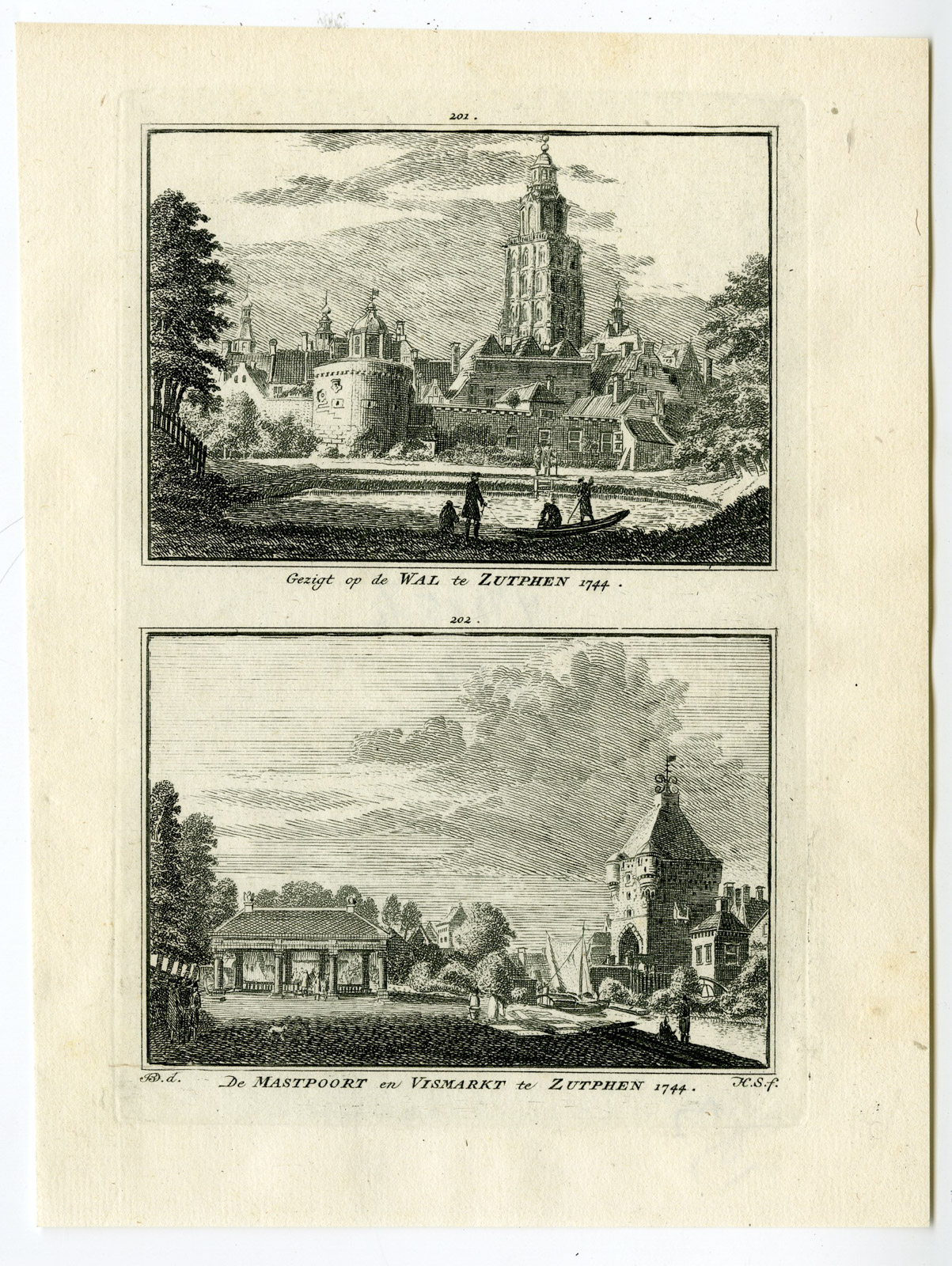 , Antique Print-ZUTPHEN-MASTPOORT-FISH MARKET-WALL-Spilman-de Beijer-1746, Pictura Antique Prints