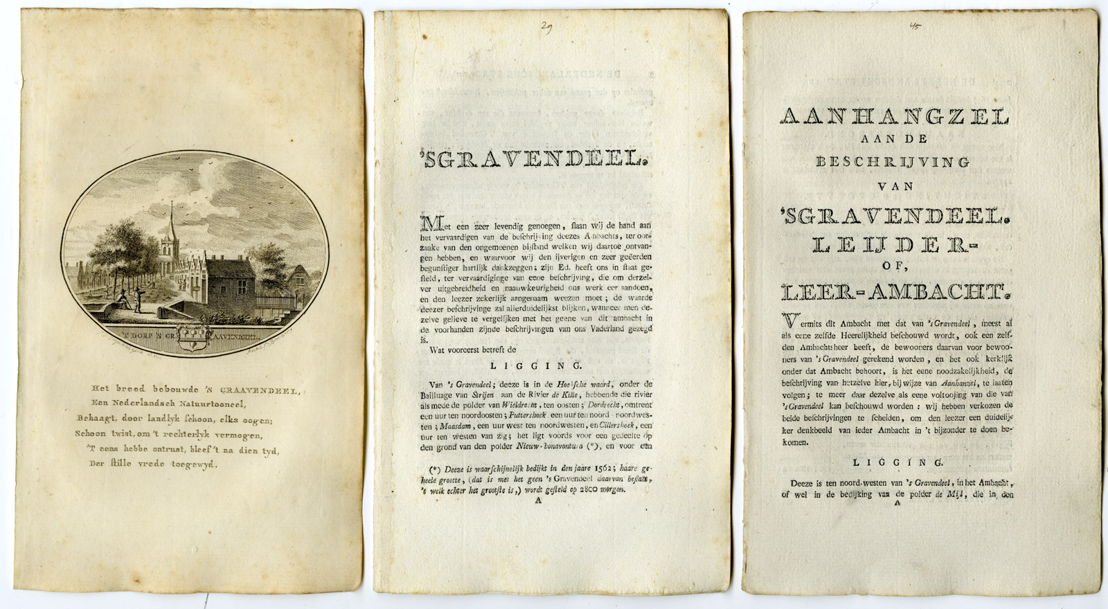 , Antique Print-S GRAVENDEEL-PANORAMIC VIEW-TEXT-Brouwer-Ollefen & Bakker-1793, Pictura Antique Prints