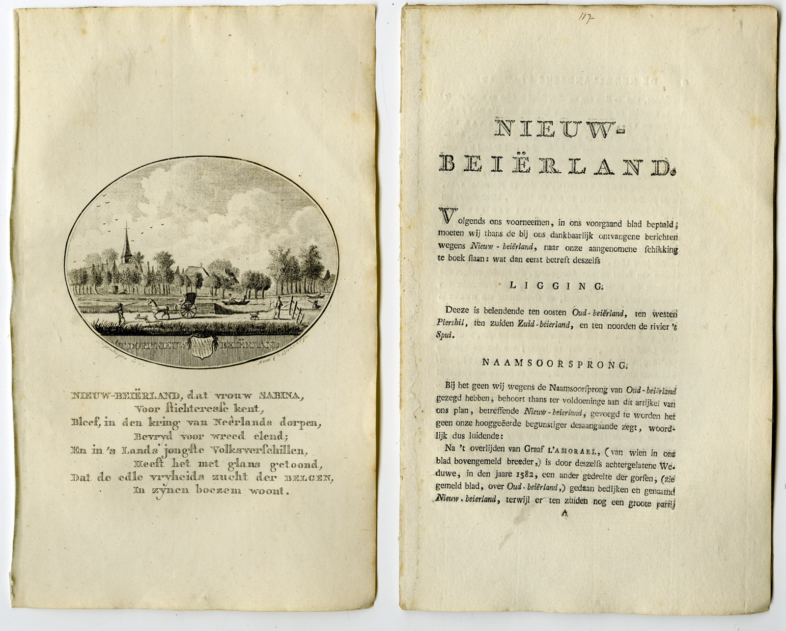 , Antique Print-NIEUW BEIJERLAND-PANORAMIC VIEW-TEXT-Brouwer-Ollefen & Bakker-1793, Pictura Antique Prints