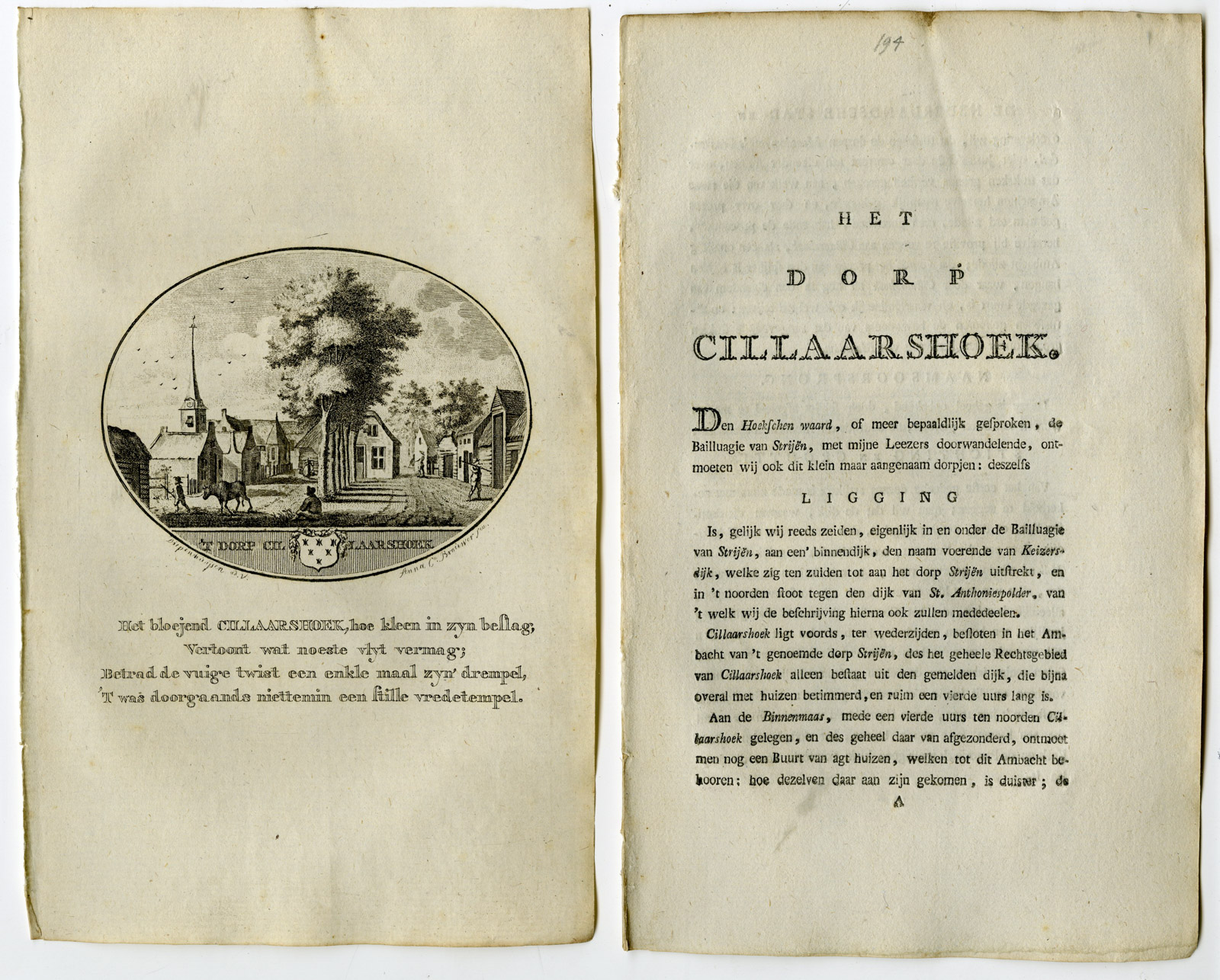 , Antique Print-CILLAARSHOEK-PANORAMIC VIEW-TEXT-Brouwer-Ollefen & Bakker-1793, Pictura Antique Prints