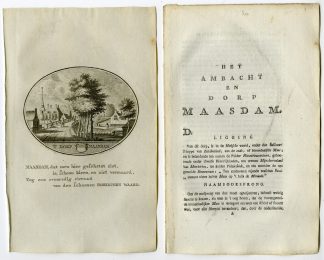 Antique Print-MAASDAM-PANORAMIC VIEW-TEXT-Brouwer-Ollefen & Bakker-1793