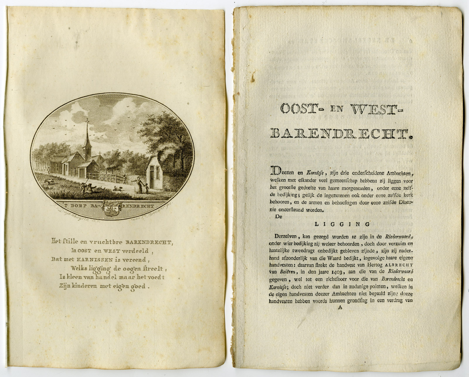 , Antique Print-BARENDRECHT-PANORAMIC VIEW-TEXT-Brouwer-Ollefen & Bakker-1793, Pictura Antique Prints