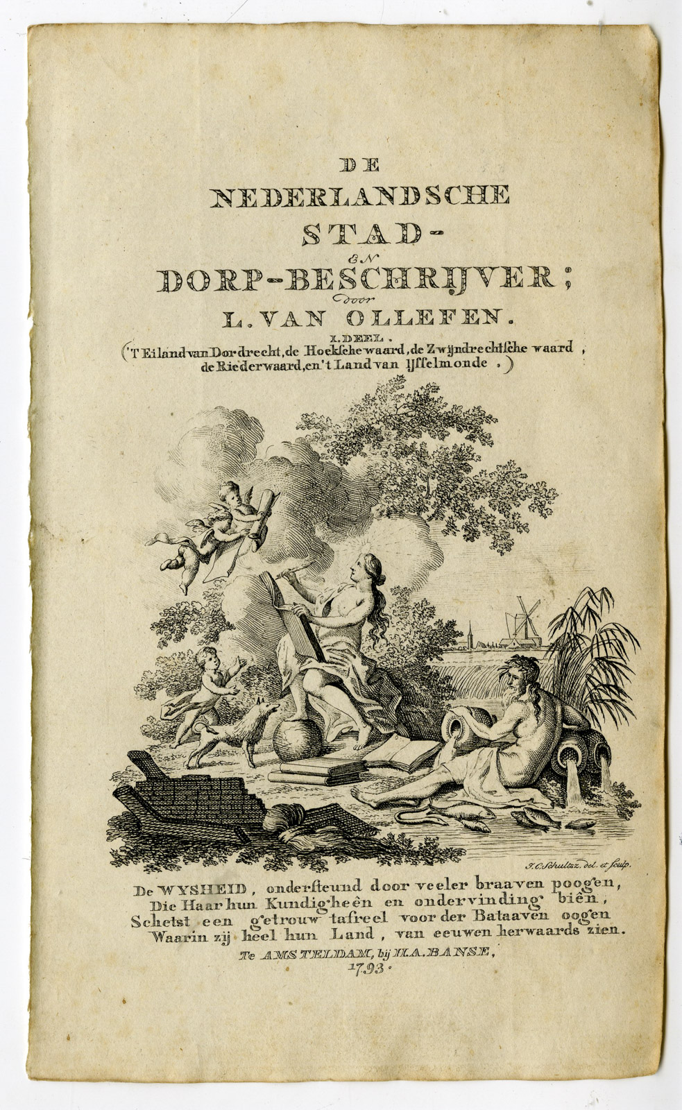 , 8-Antique Prints-TITLE PAGES-ALLEGORIE-RIVER GOD-MUSE-Ollefen & Bakker-1793, Pictura Antique Prints