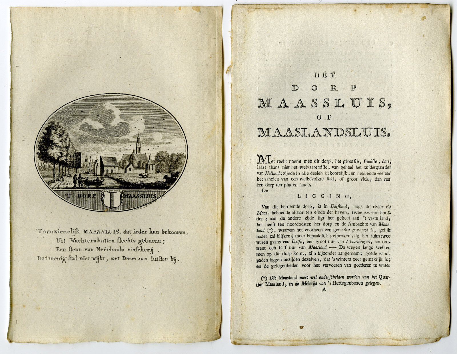 , Antique Print-MAASSLUIS-PANORAMIC VIEW-TEXT-Brouwer-Ollefen & Bakker-1793, Pictura Antique Prints
