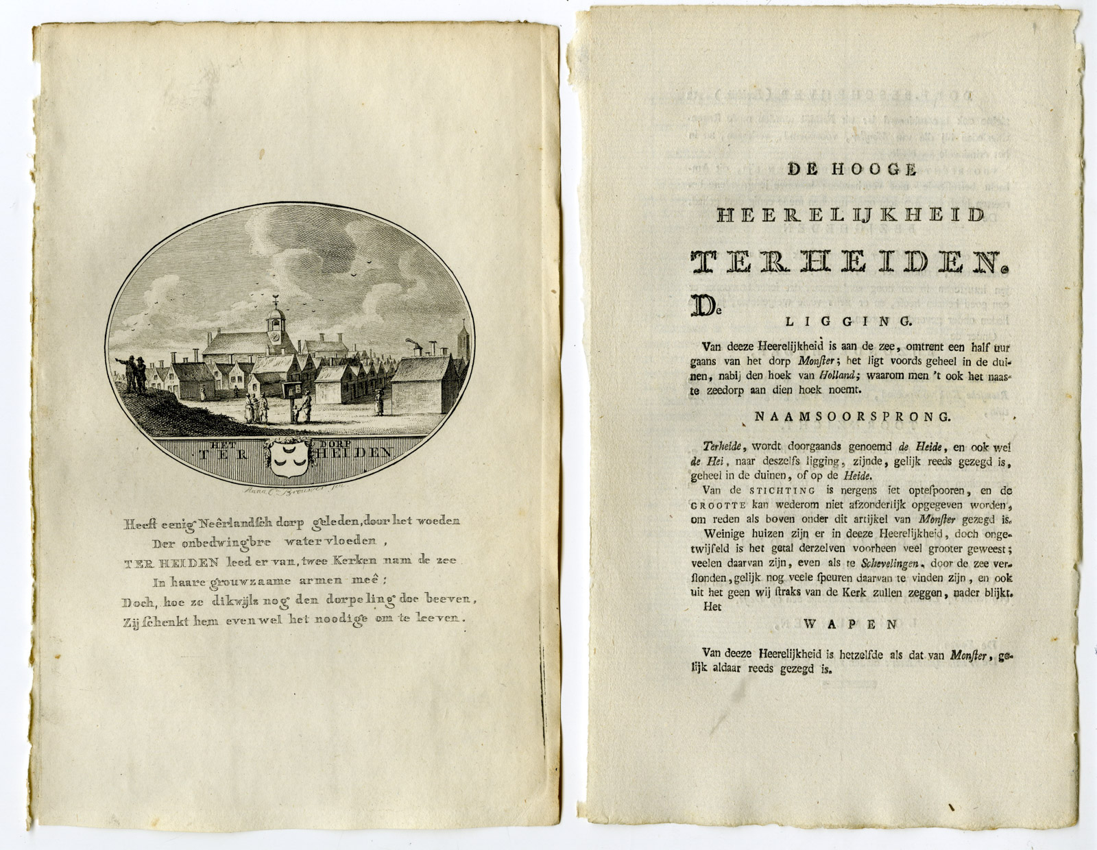, Antique Print-TER HEIJDE-PANORAMIC VIEW-TEXT-Brouwer-Ollefen & Bakker-1793, Pictura Antique Prints
