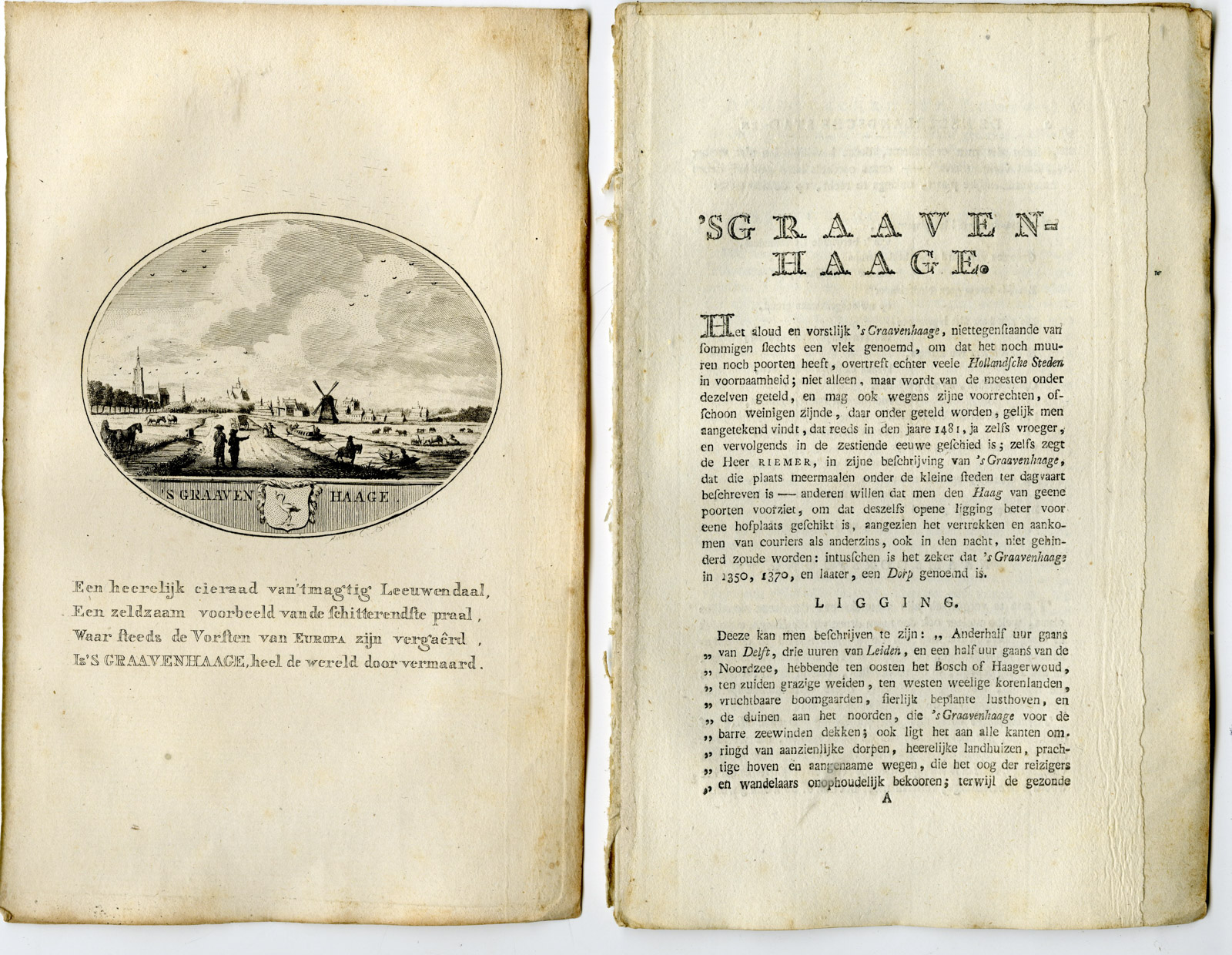 , Antique Print-THE HAGUE-DEN HAAG-VIEW-TEXT-Brouwer-Ollefen & Bakker-1793, Pictura Antique Prints