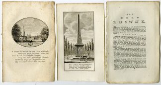 2-Antique Prints-RIJSWIJK-NAALD-PANORAMIC VIEW-TEXT-Brouwer-Ollefen & Bakker-1793