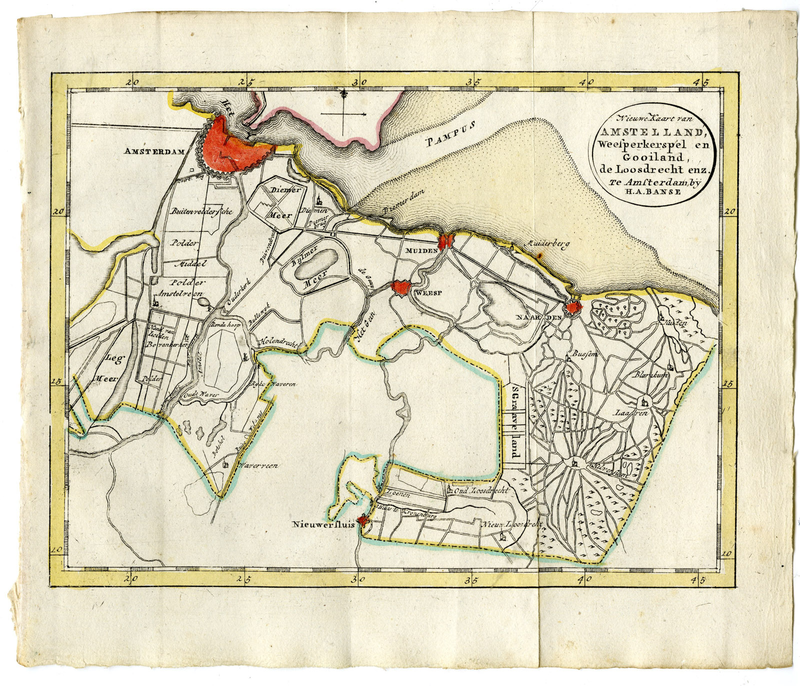 , Antique Map-AMSTELLAND-WEESPERKARSPEL-GOOILAND-Ollefen & Bakker-Banse-1793, Pictura Antique Prints