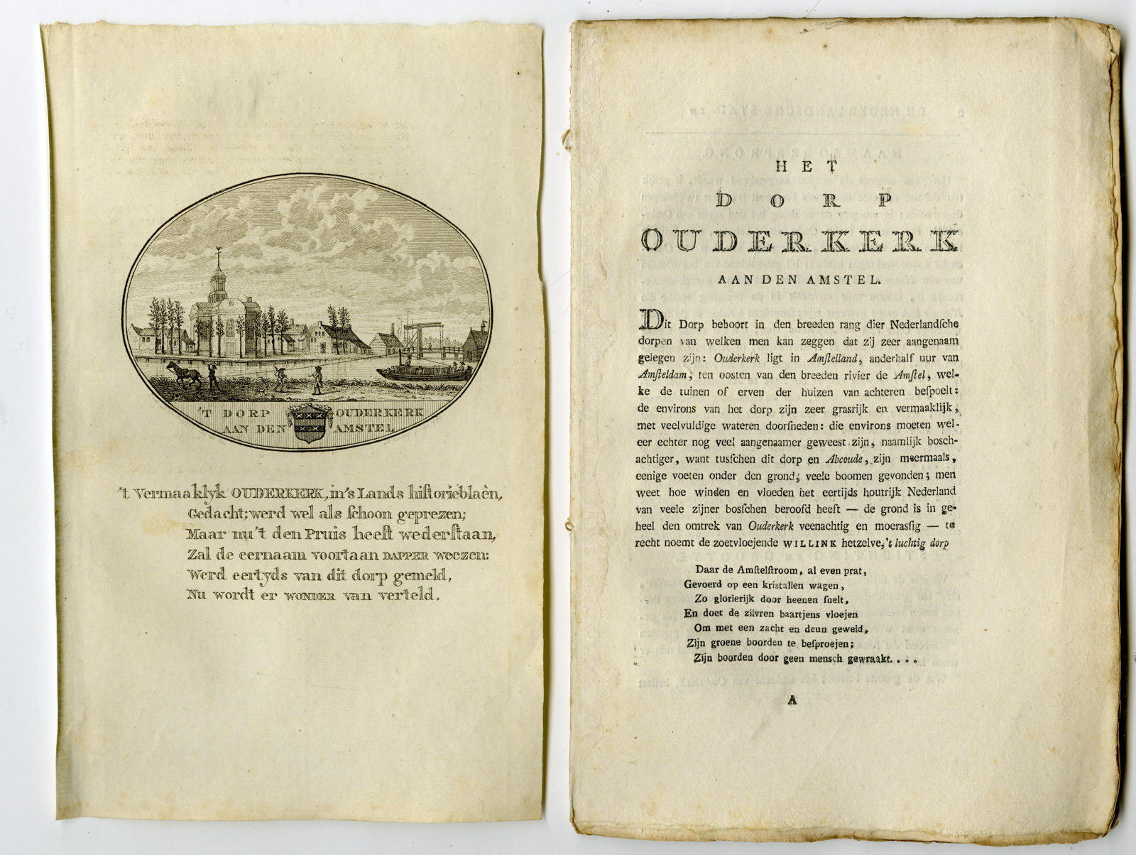 , Antique Print-OUDERKERK AAN DE AMSTEL-VIEW-TEXT-Brouwer-Ollefen & Bakker-1793, Pictura Antique Prints