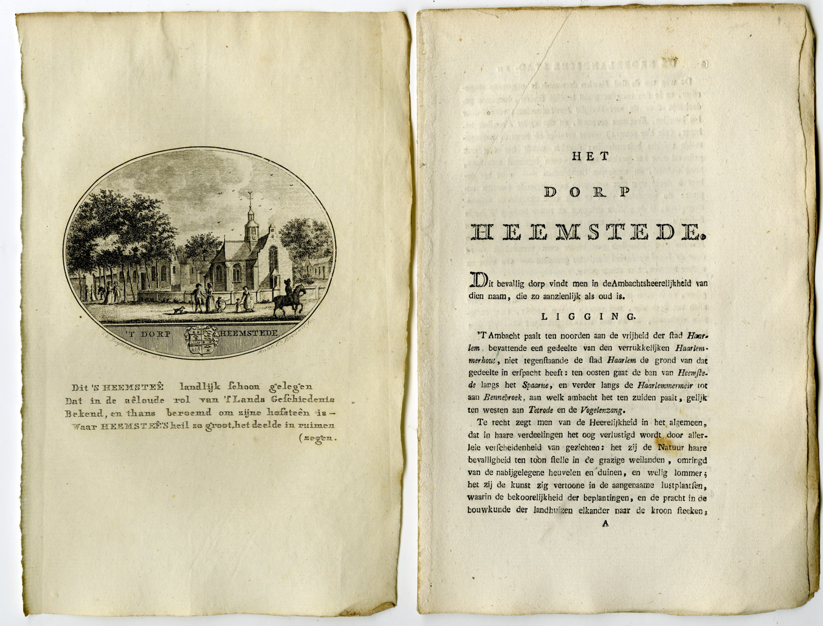 , Antique Print-HEEMSTEDE-PANORAMIC VIEW-TEXT-Brouwer-Ollefen & Bakker-1793, Pictura Antique Prints