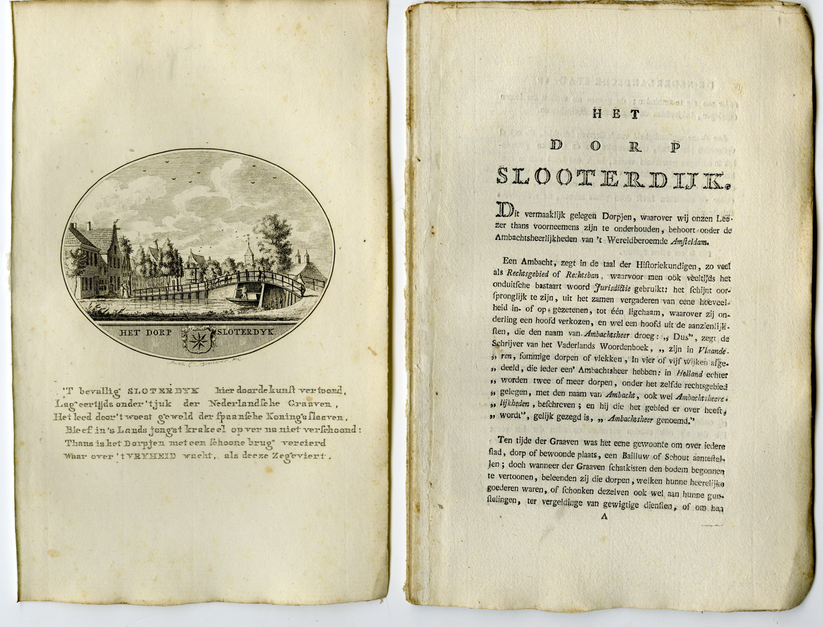 , Antique Print-SLOTERDIJK-PANORAMIC VIEW-TEXT-Brouwer-Ollefen & Bakker-1793, Pictura Antique Prints