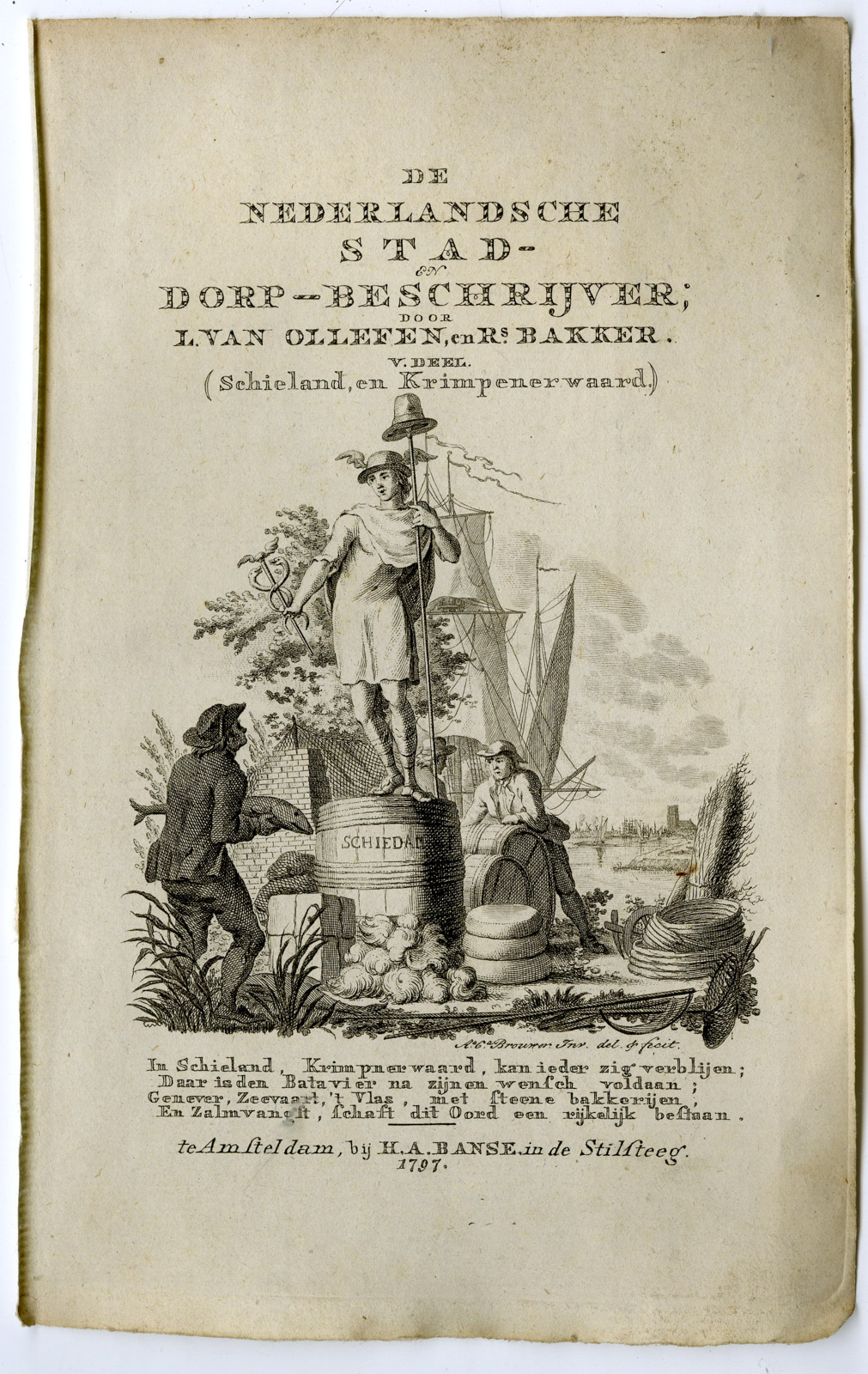 , 8-Antique Prints-TITLE PAGES-ALLEGORIE-RIVER GOD-MUSE-Ollefen & Bakker-1793, Pictura Antique Prints