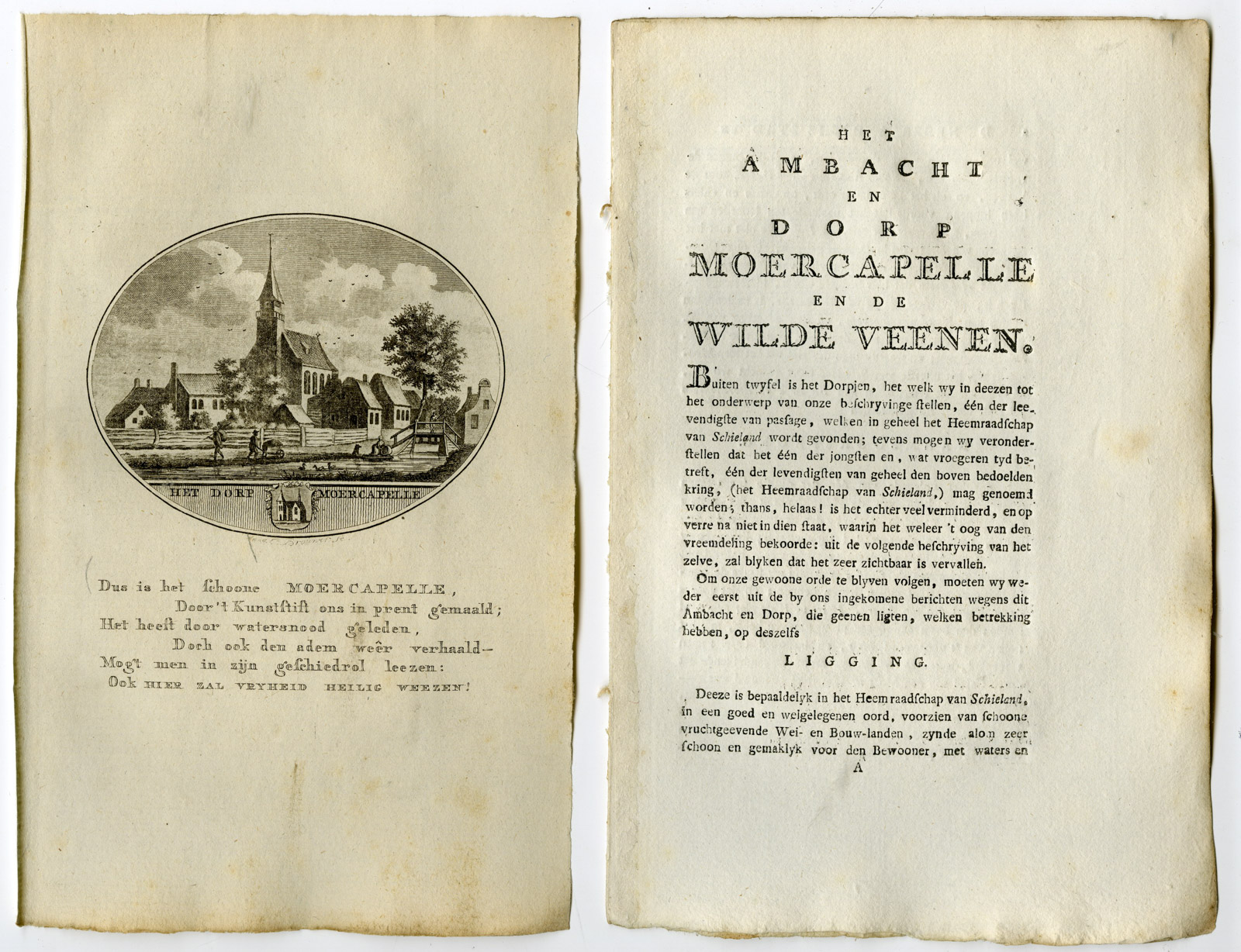 , Antique Print-MOERKAPELLE-PANORAMIC VIEW-TEXT-Brouwer-Ollefen & Bakker-1793, Pictura Antique Prints