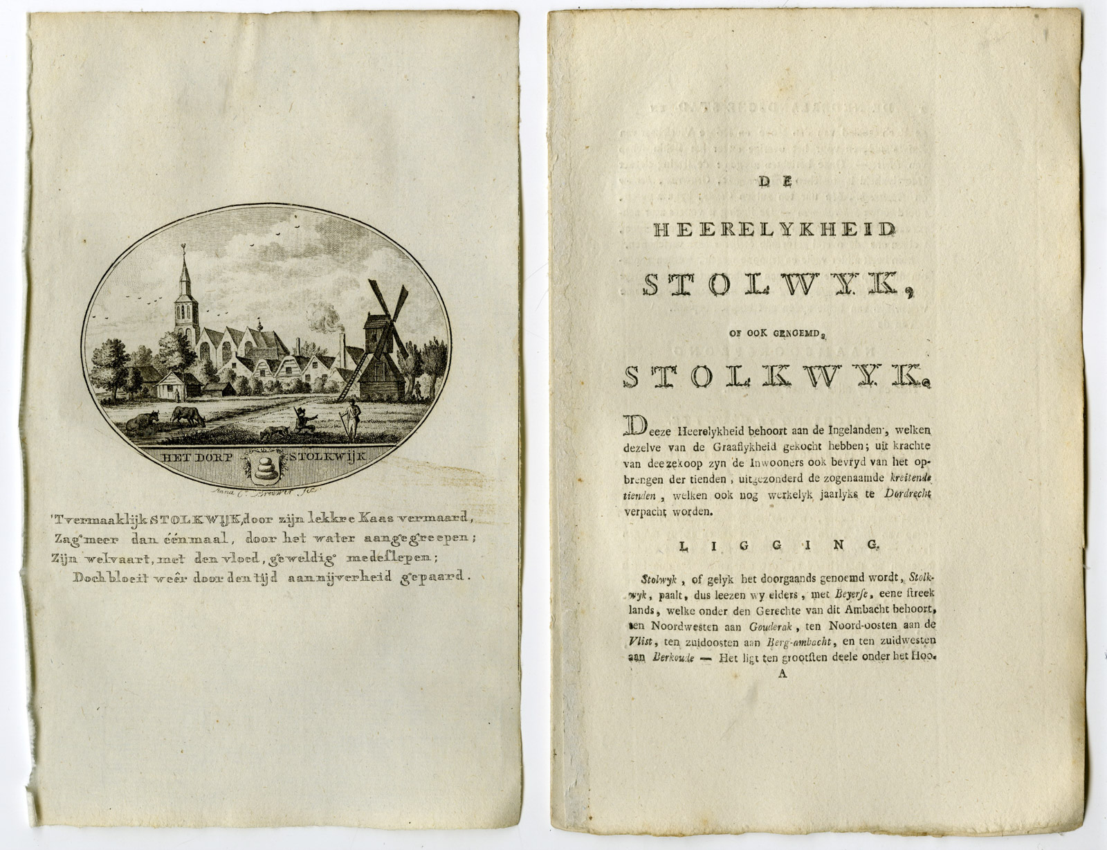 , Antique Print-STOLWIJK-PANORAMIC VIEW-TEXT-Brouwer-Ollefen & Bakker-1793, Pictura Antique Prints