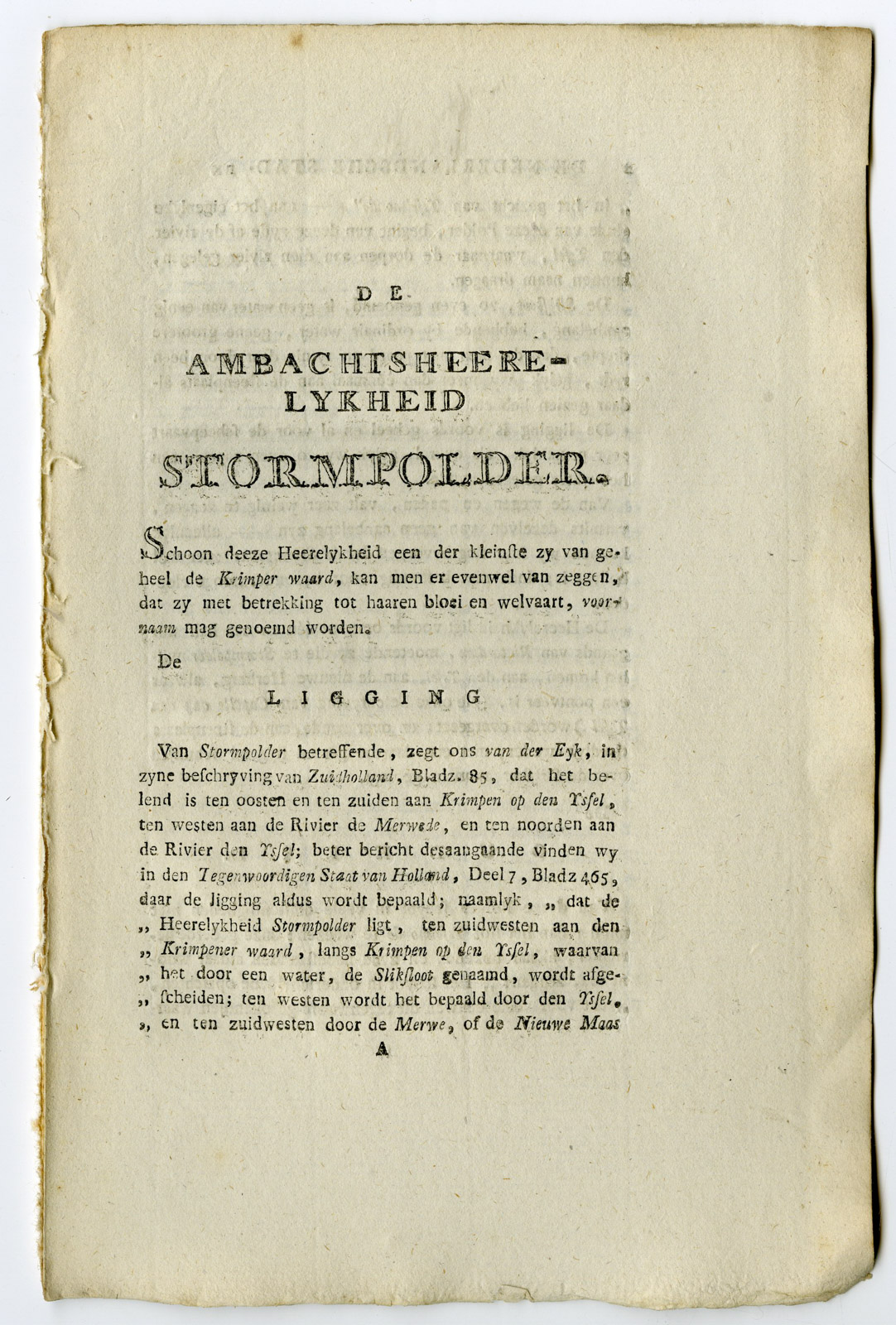 , Antique Print-STORMPOLDER-DESCRIPTION-TEXT-Ollefen & Bakker-1793, Pictura Antique Prints