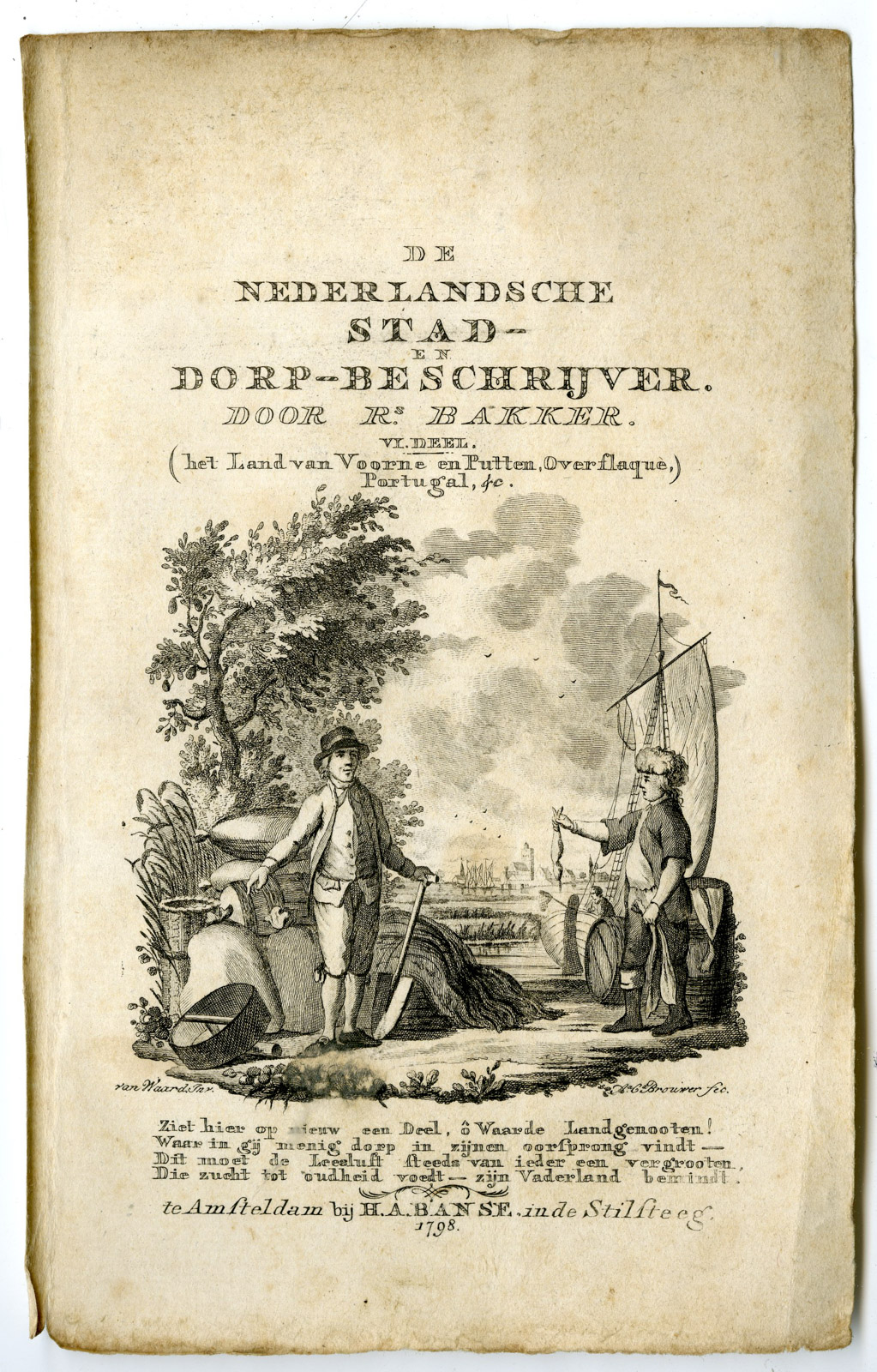 , 8-Antique Prints-TITLE PAGES-ALLEGORIE-RIVER GOD-MUSE-Ollefen & Bakker-1793, Pictura Antique Prints