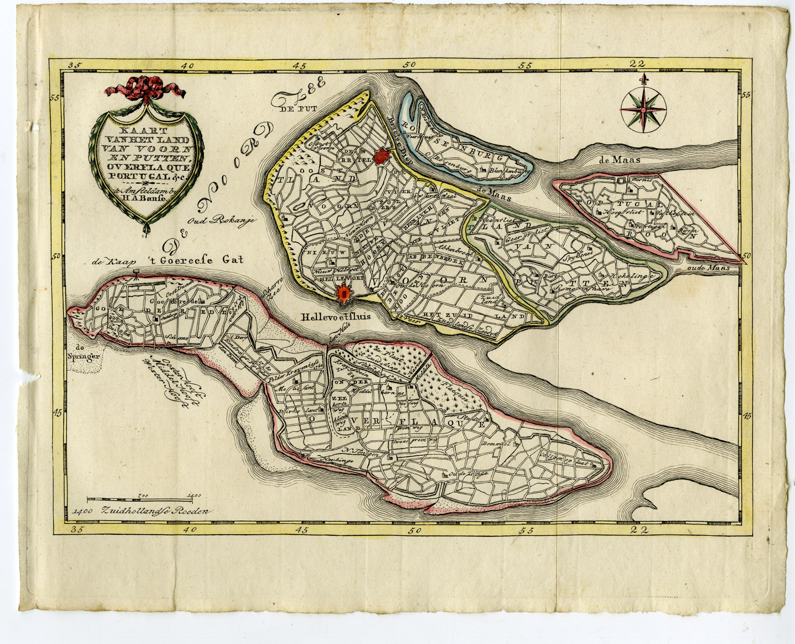 , Antique Map-VOORNE PUTTEN-OVERFLAKKEE-PORTUGAL-Ollefen & Bakker-Banse-1793, Pictura Antique Prints