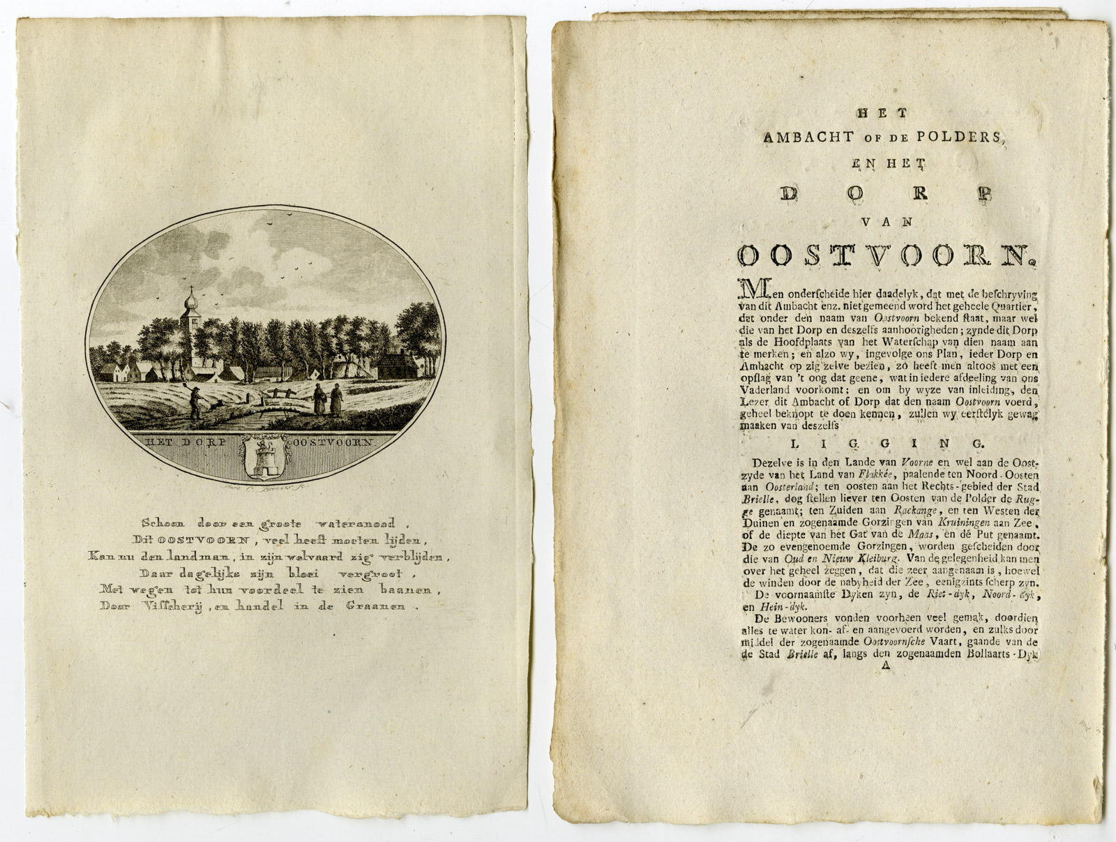 , Antique Print-OOSTVOORNE-PANORAMIC VIEW-TEXT-Brouwer-Ollefen & Bakker-1793, Pictura Antique Prints