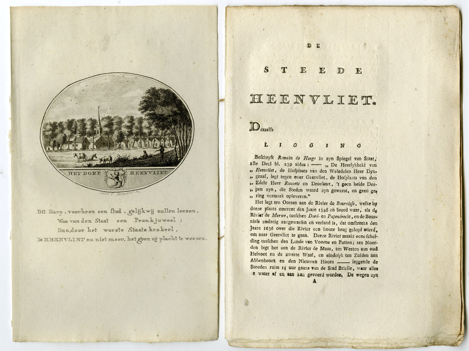 , Antique Print-HEENVLIET-PANORAMIC VIEW-TEXT-Brouwer-Ollefen & Bakker-1793, Pictura Antique Prints