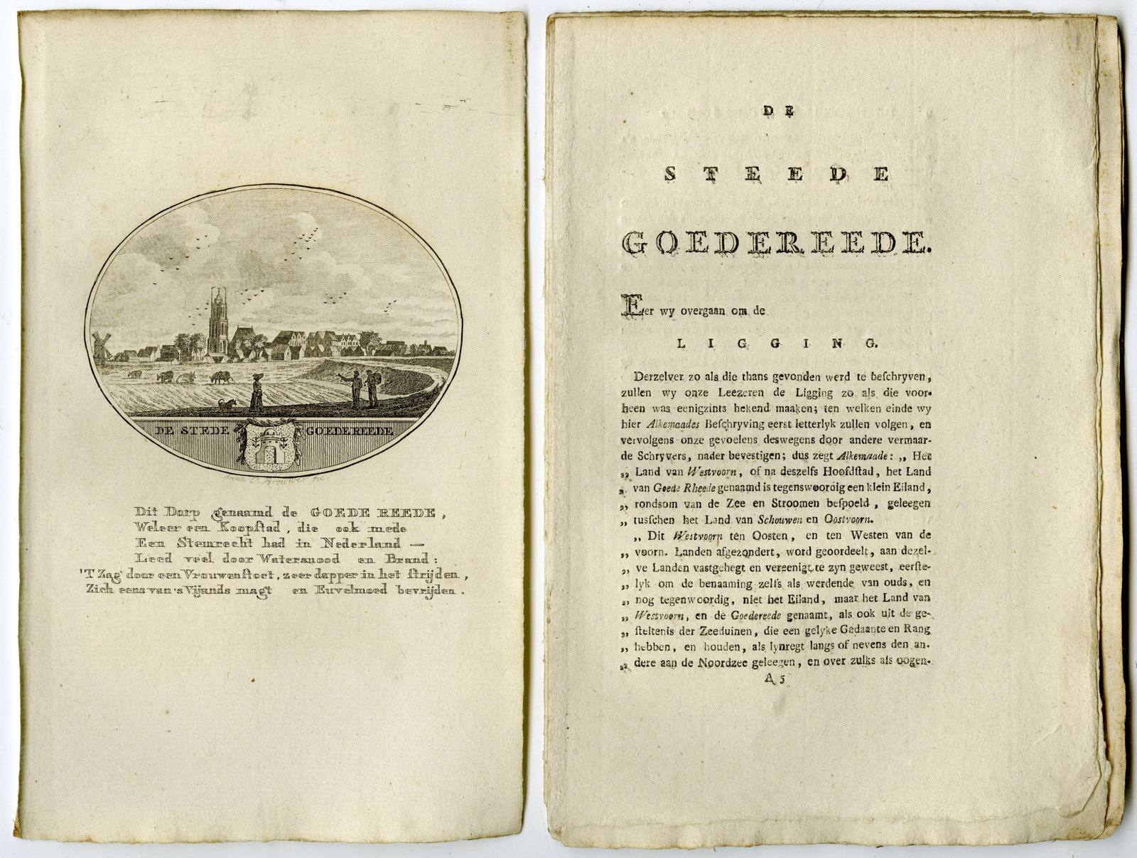 , Antique Print-GOEDEREEDE-PANORAMIC VIEW-TEXT-Brouwer-Ollefen & Bakker-1793, Pictura Antique Prints