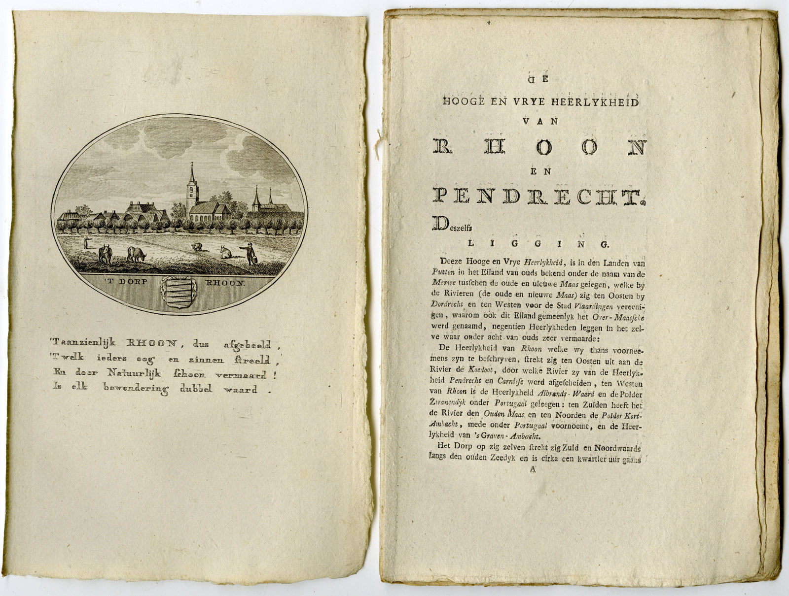 , Antique Print-RHOON-PANORAMIC VIEW-TEXT-Brouwer-Ollefen & Bakker-1793, Pictura Antique Prints