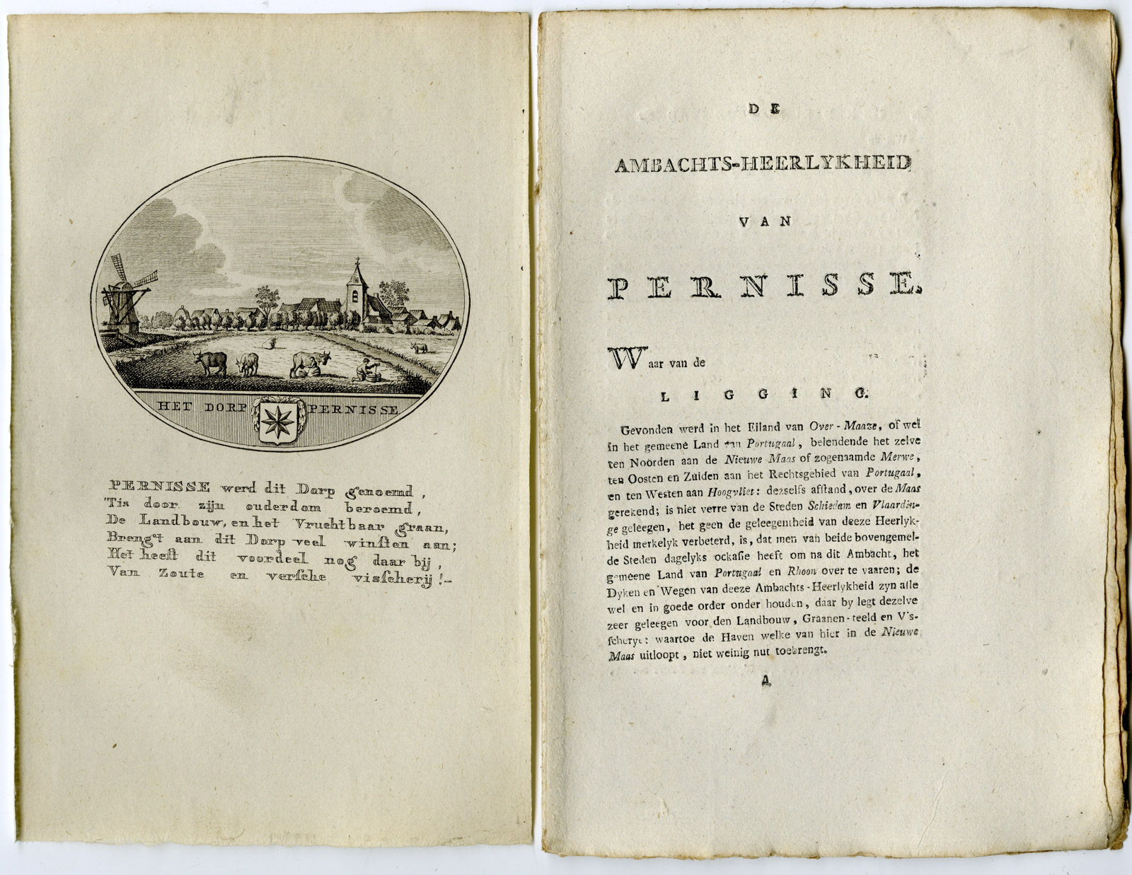 , Antique Print-PERNIS-ROTTERDAM-VIEW-TEXT-Brouwer-Ollefen & Bakker-1793, Pictura Antique Prints