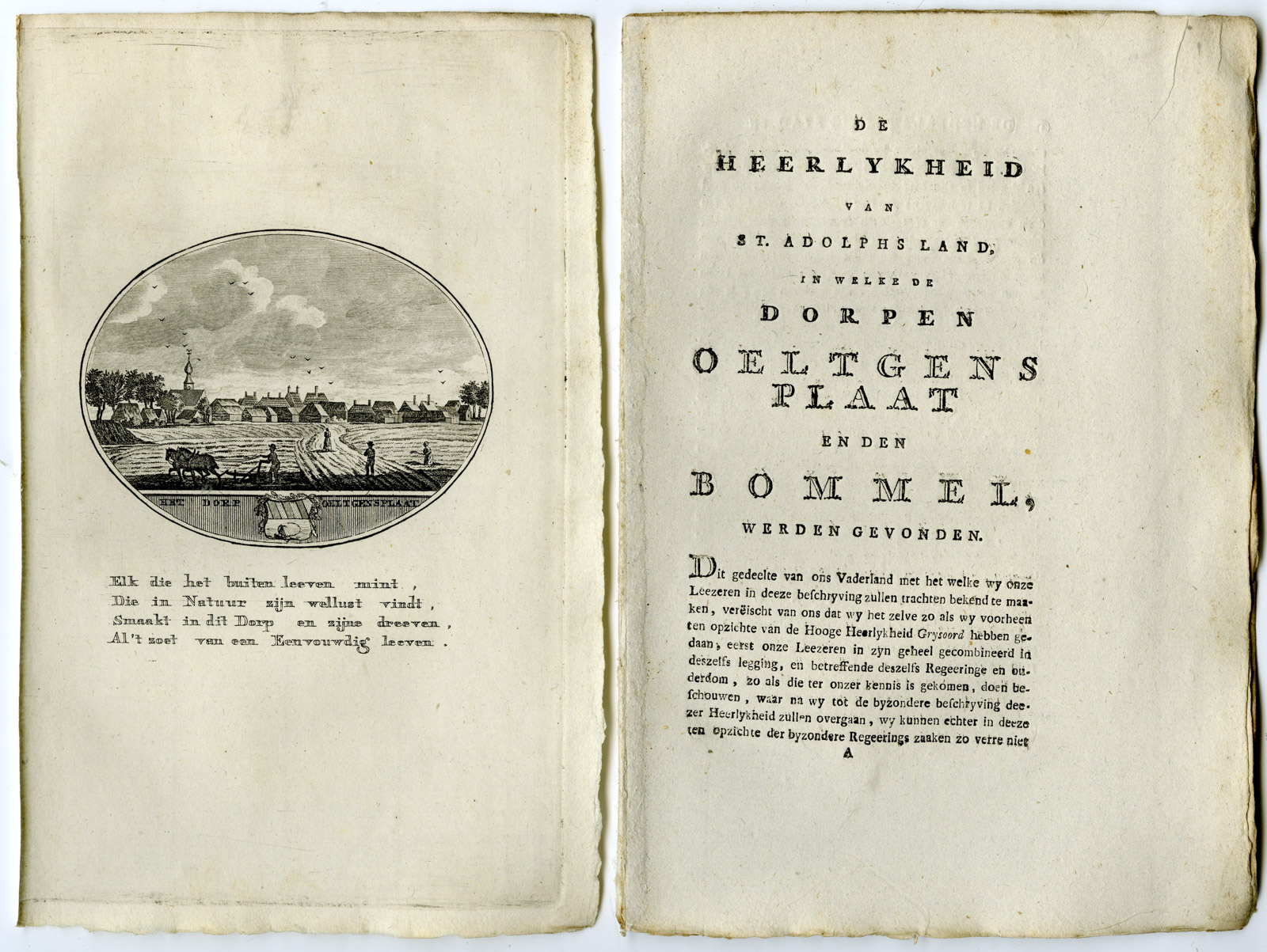, Antique Print-OOLTGENSPLAAT-PANORAMIC VIEW-TEXT-Brouwer-Ollefen & Bakker-1793, Pictura Antique Prints