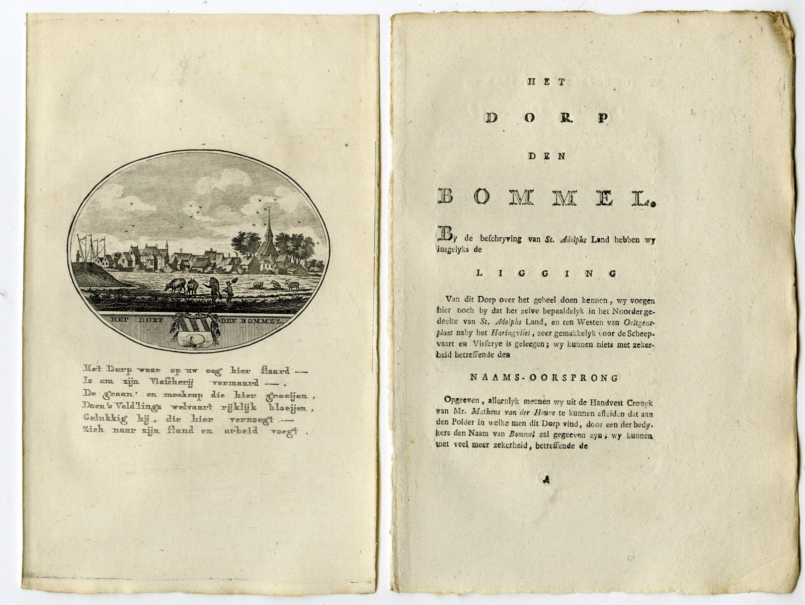 , Antique Print-DEN BOMMEL-PANORAMIC VIEW-TEXT-Brouwer-Ollefen & Bakker-1793, Pictura Antique Prints