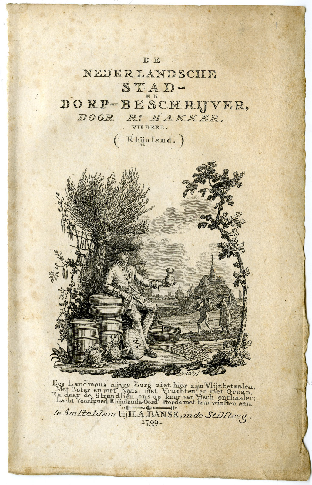 , 8-Antique Prints-TITLE PAGES-ALLEGORIE-RIVER GOD-MUSE-Ollefen & Bakker-1793, Pictura Antique Prints