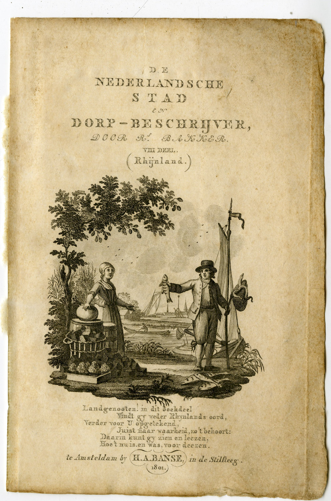 , 8-Antique Prints-TITLE PAGES-ALLEGORIE-RIVER GOD-MUSE-Ollefen & Bakker-1793, Pictura Antique Prints
