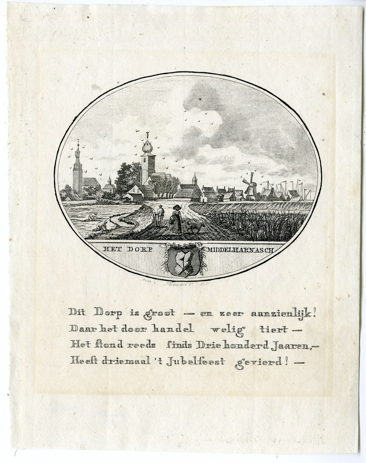 , Antique Print-MIDDELHARNIS-PANORAMIC VIEW-Brouwer-Ollefen & Bakker-1793, Pictura Antique Prints
