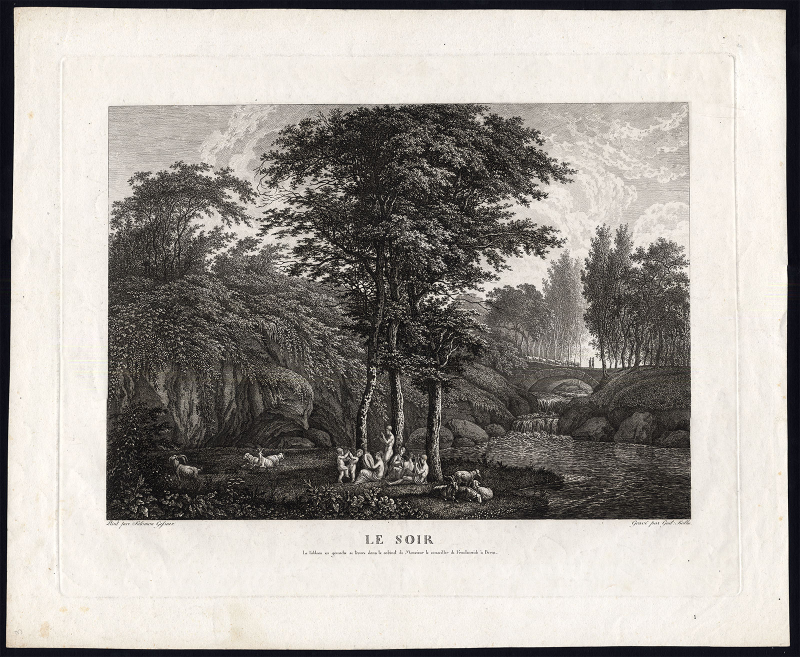 , Antique Master Print-REST-MUSIC-RIVER-FOREST-CHILDREN-DANCING-Kolbe-Gessner-1805, Pictura Antique Prints