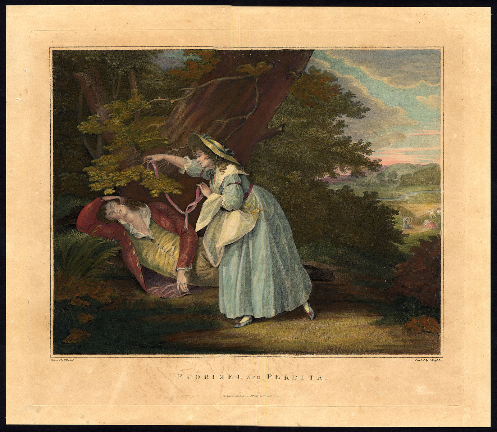 , Antique Master Print-FLORIZEL-PERDITA-SHAKESPEARE-Mitchell-Singleton-1809, Pictura Antique Prints