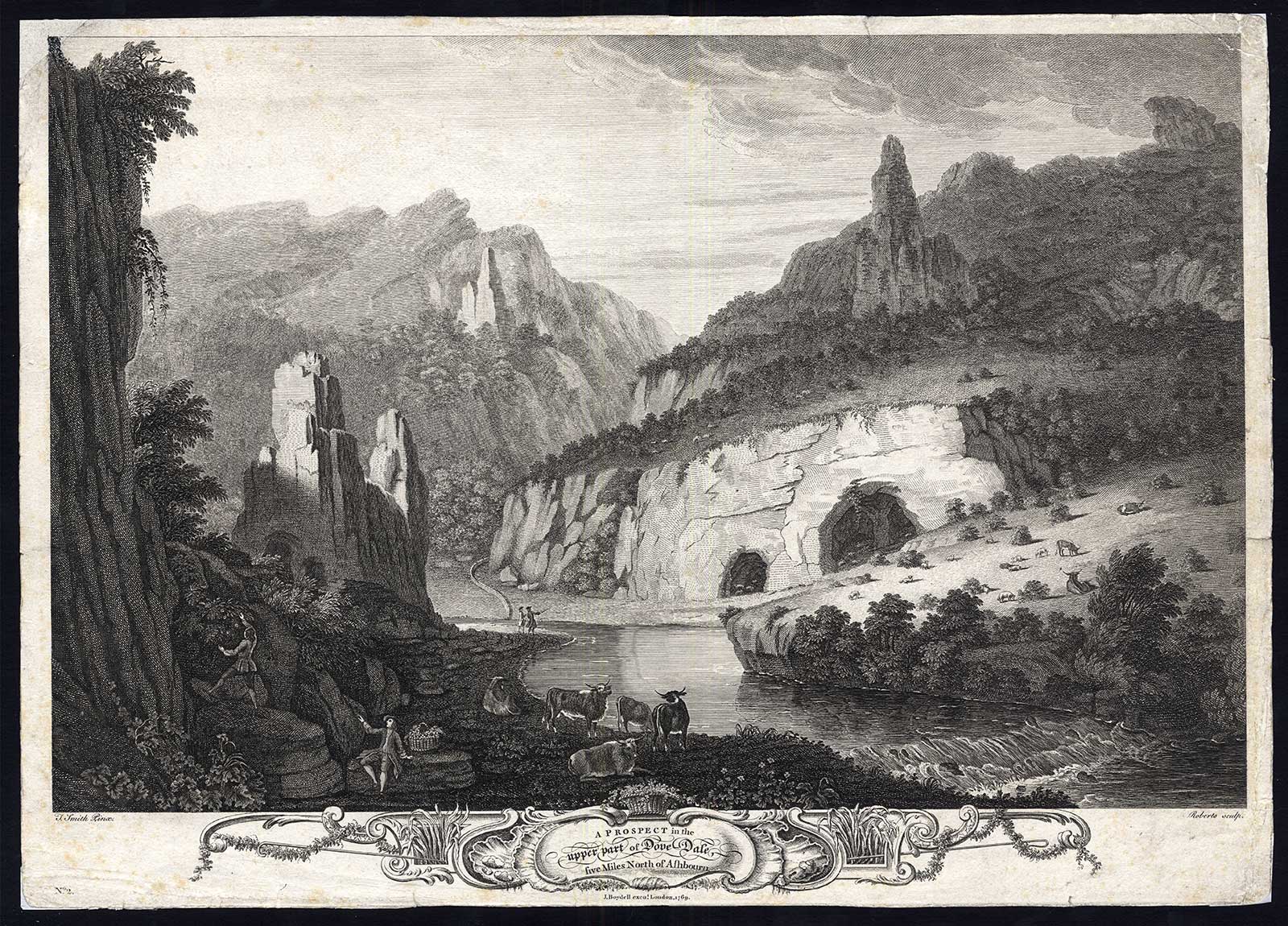 , Antique Master Print-PASTORAL-LANDSCAPE-CATTLE-ASHBOURN-Roberts-Smith-1769, Pictura Antique Prints