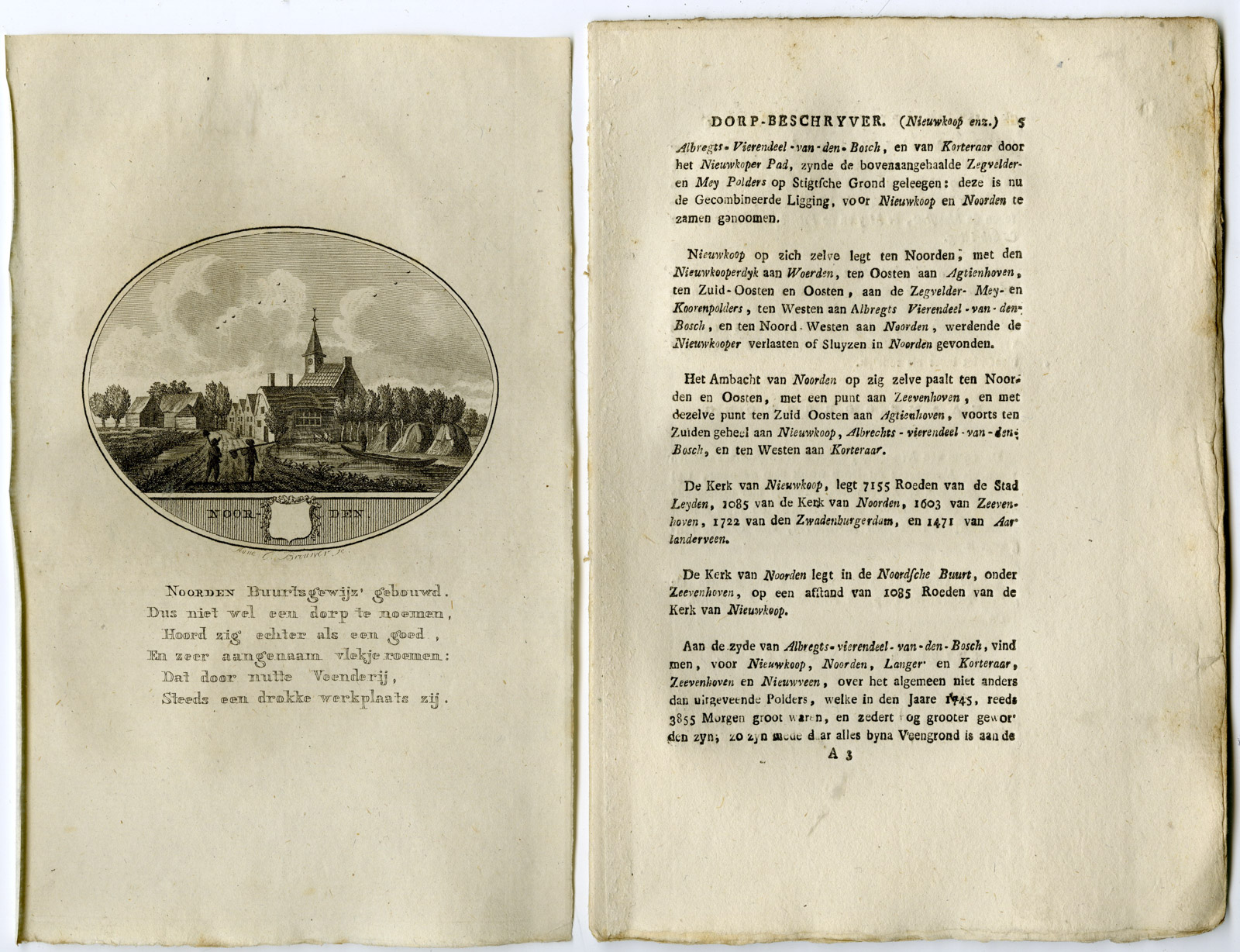 , Antique Print-NOORDEN-PANORAMIC VIEW-TEXT-Brouwer-Ollefen & Bakker-1793, Pictura Antique Prints