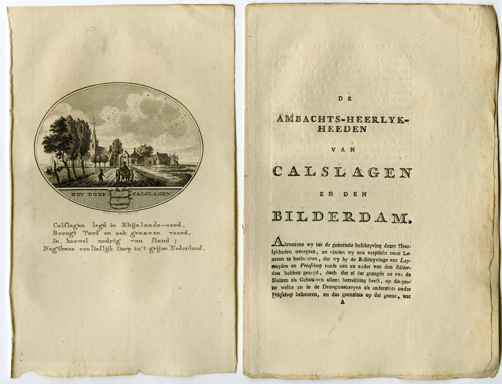 , Antique Print-CALSLAGEN-KUDELSTAART-AALSMEER-Brouwer-Ollefen & Bakker-1793, Pictura Antique Prints