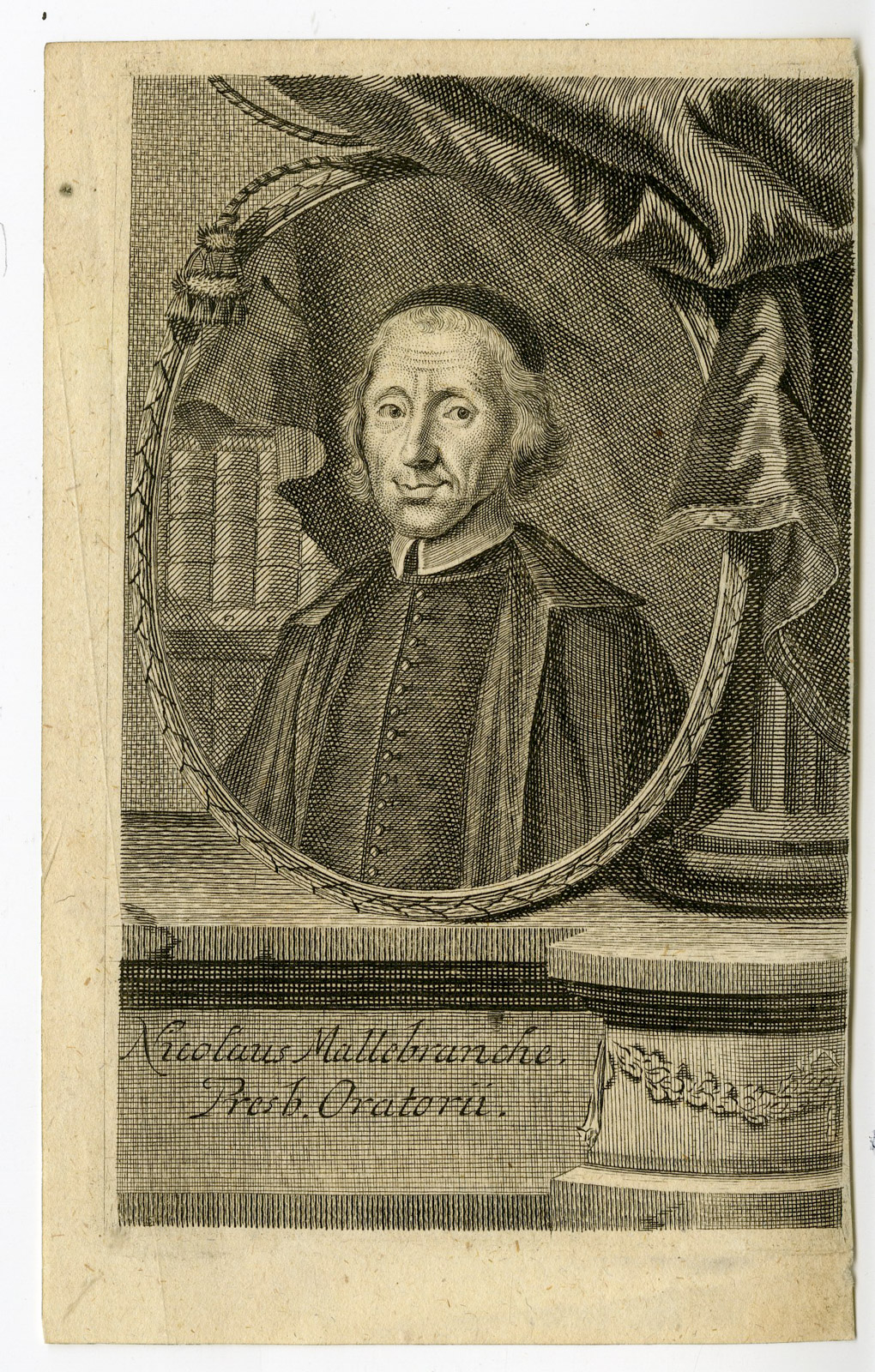 , Antique Print-NICOLAS MALEBRANCHE-PORTRAIT-Bernigeroth-1716, Pictura Antique Prints