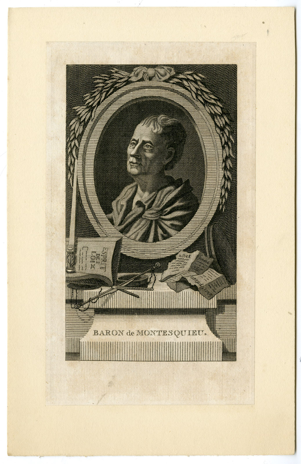 , Antique Print-BARON DE MONTESQUIEU-PORTRAIT-Desenne-c. 1750, Pictura Antique Prints