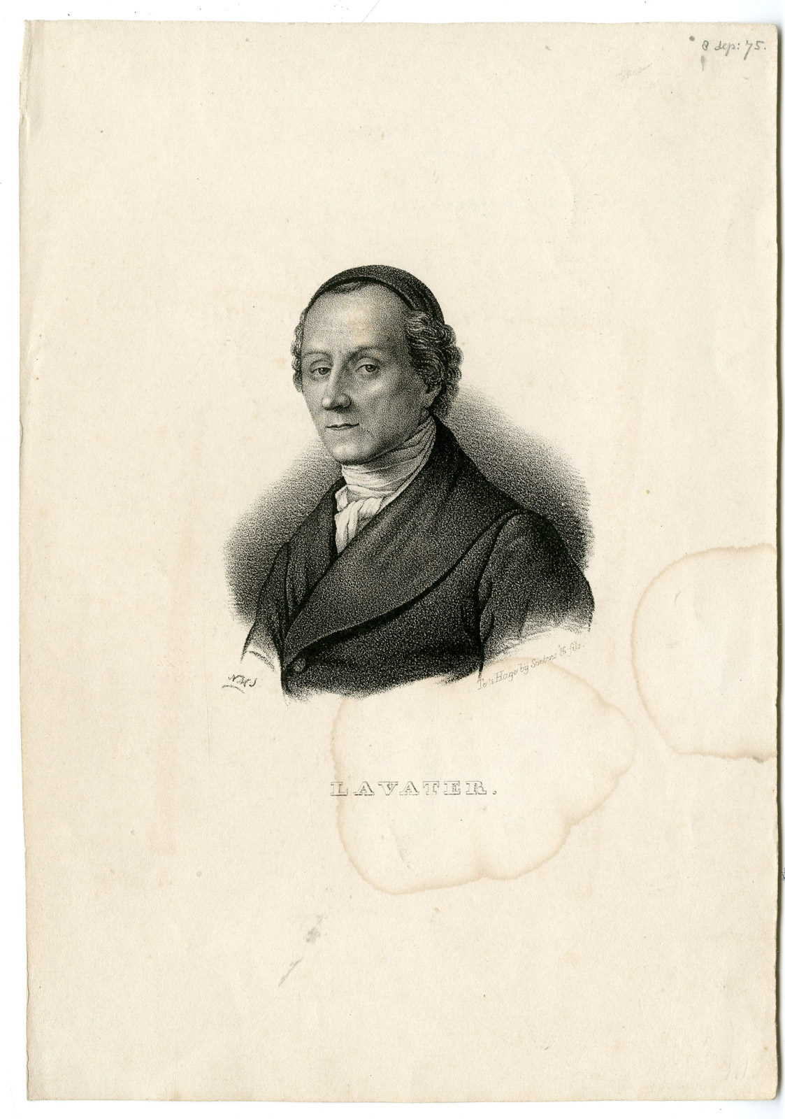 , Antique Print-JOHANN KASPAR LAVATER-PORTRAIT-N.M.S.-Soetens-c. 1850, Pictura Antique Prints