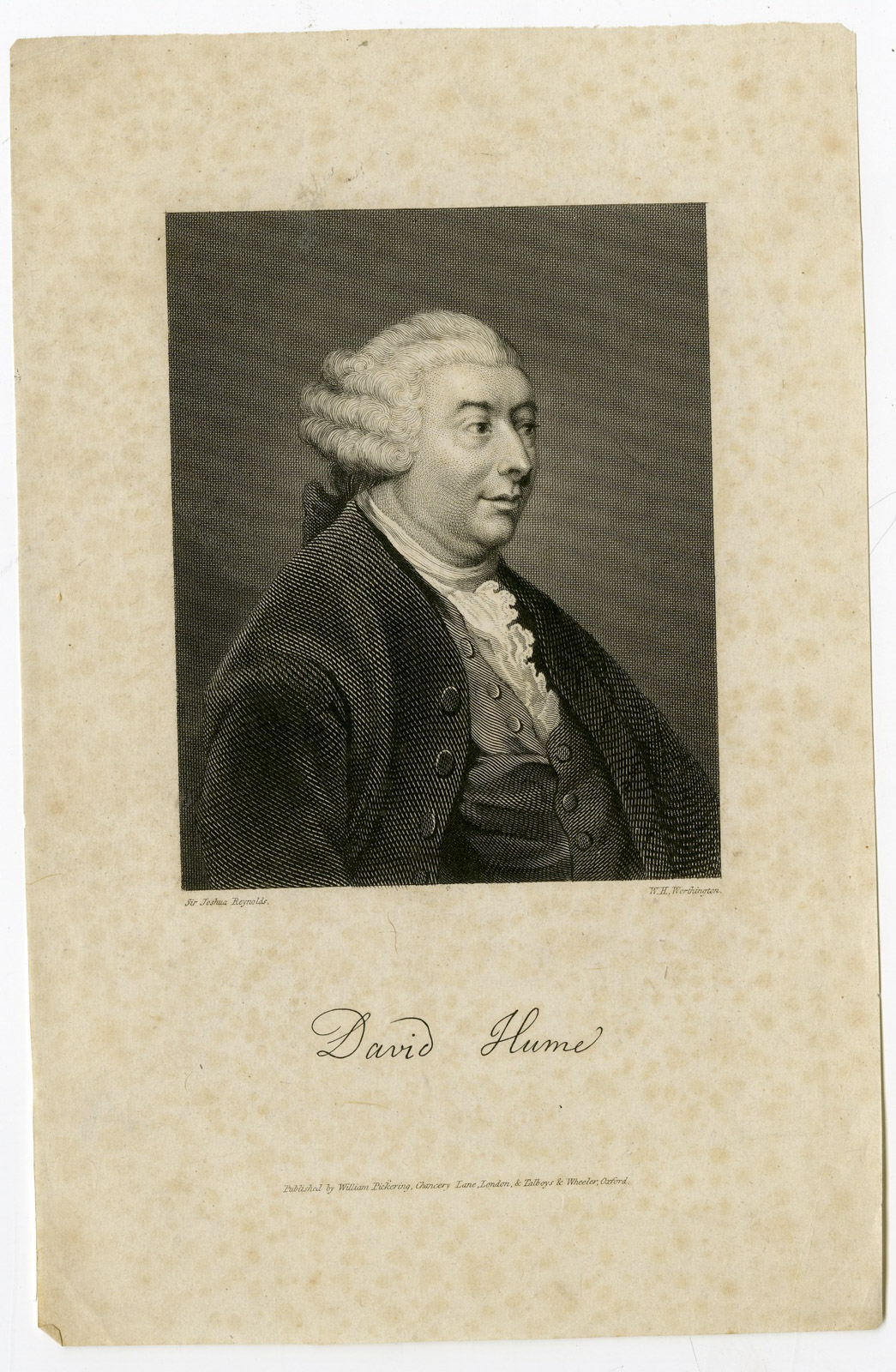 , Antique Print-DAVID HUME-PHILOSOPHY-PORTRAIT-Worthington-Reynold-c. 1840, Pictura Antique Prints